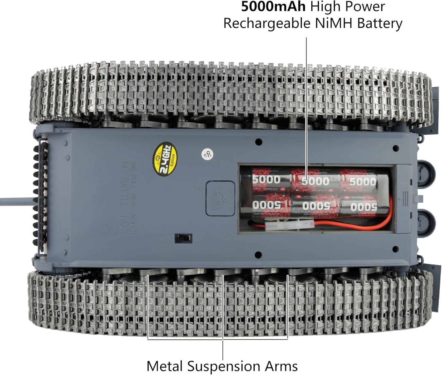116 2.4ghz control remoto alemán tigre I gris color tanque adultos modelo juguete (actualizadorueda de carretera de metal y orugas y rueda dentada y