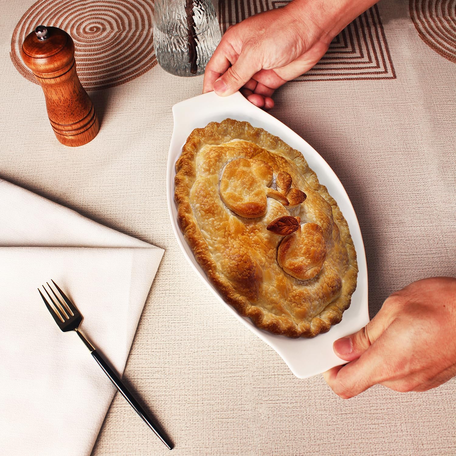 Juego de 4 platos ovalados para hornear gratinados, de porcelana, aptos para horno, lasaña, utensilios de cerámica ideales para cacerola de crema