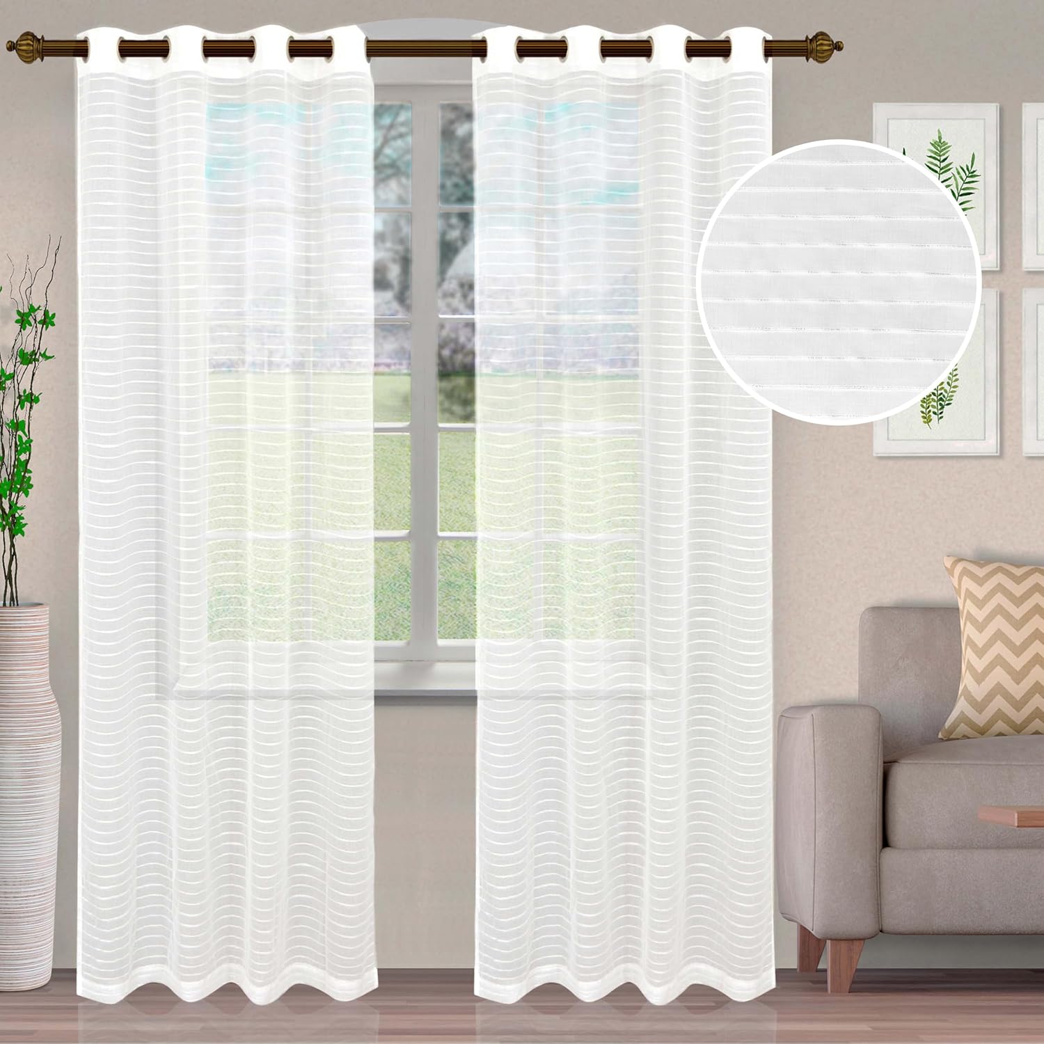 Superior Jackson – Cortinas con ojales (2 unidades), diseño de rayas