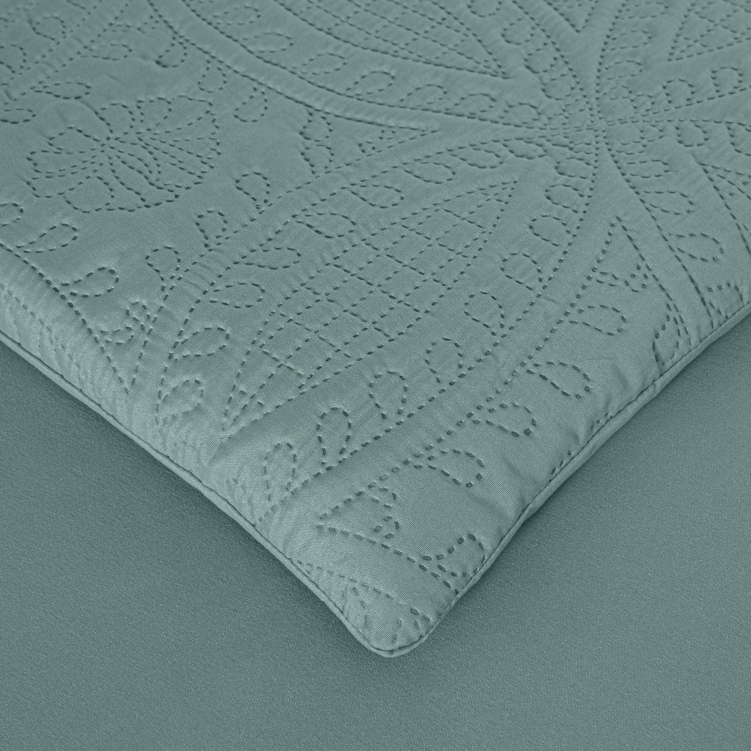 Chezmoi Collection Liam Spa – Juego de edredón tamaño Queen en una bolsa, edredón ligero con patrón de moneda de 7 piezas con sábanas, fundas de
