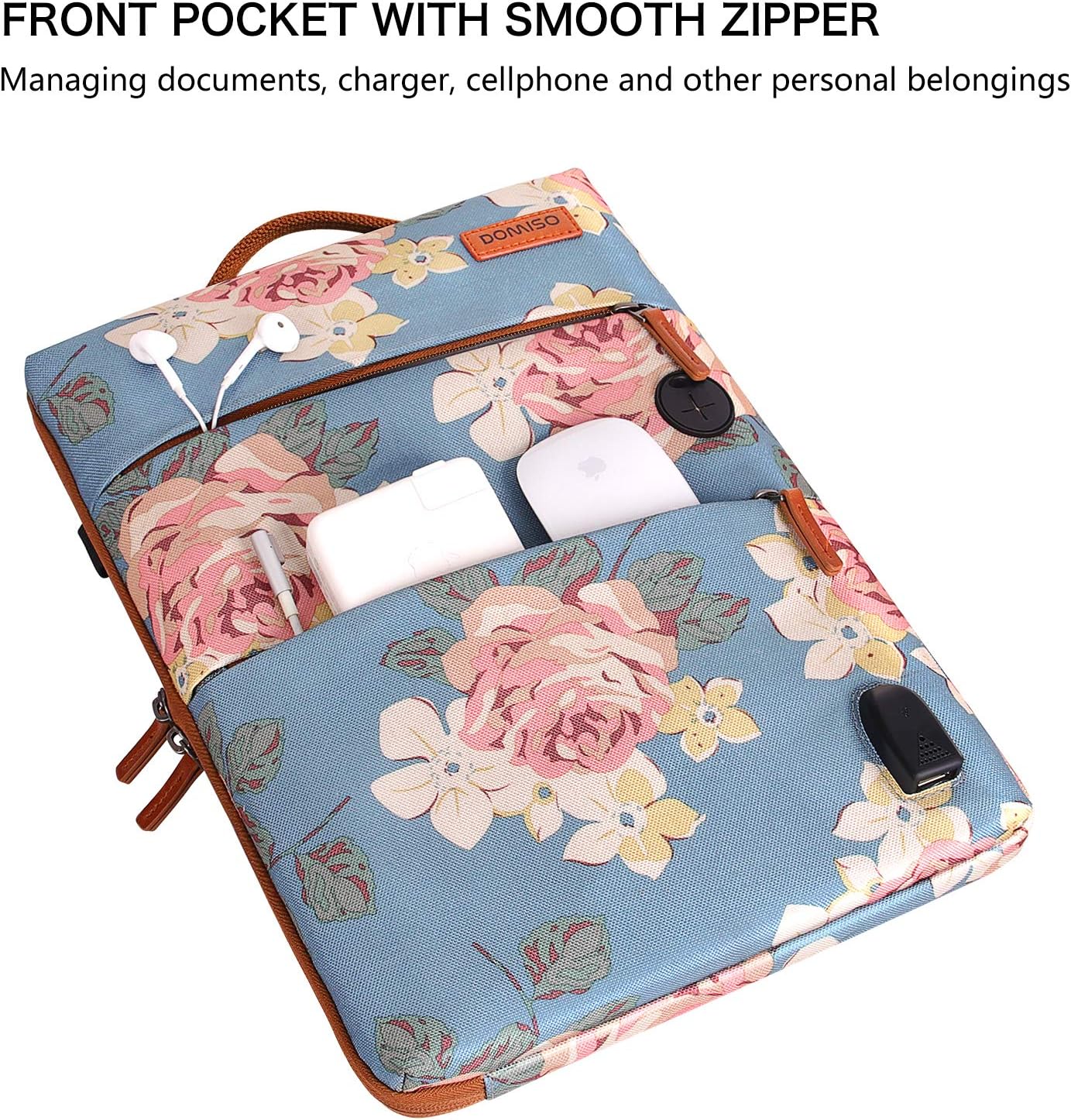 DOMISO Funda impermeable de lona para portátil de 10.1 pulgadas con puerto de carga USB, orificio para auriculares para portátiles de 10.1-10.5