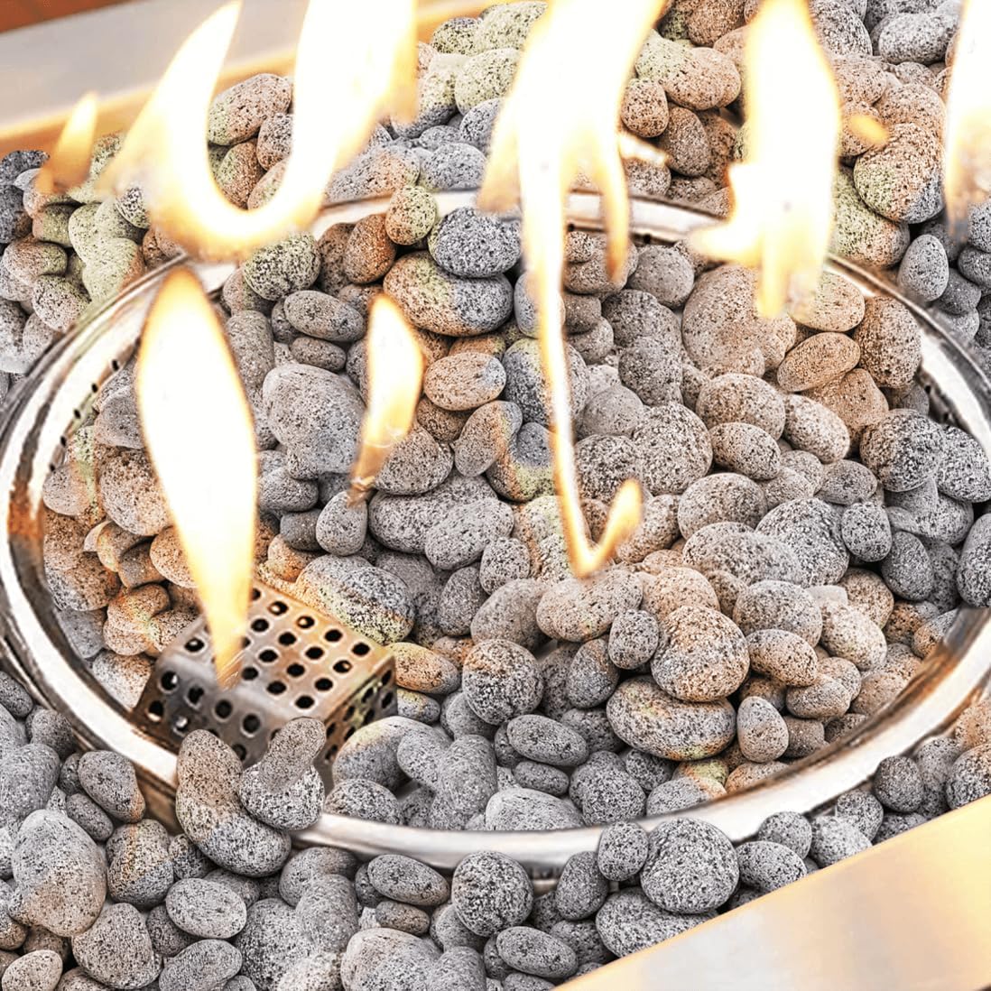 Grisun Piedras de lava gris para pozo de ajuste, piedras de lava templadas naturales seguras de 1-3 pulgadas para chimenea, paisajismo, plantas en
