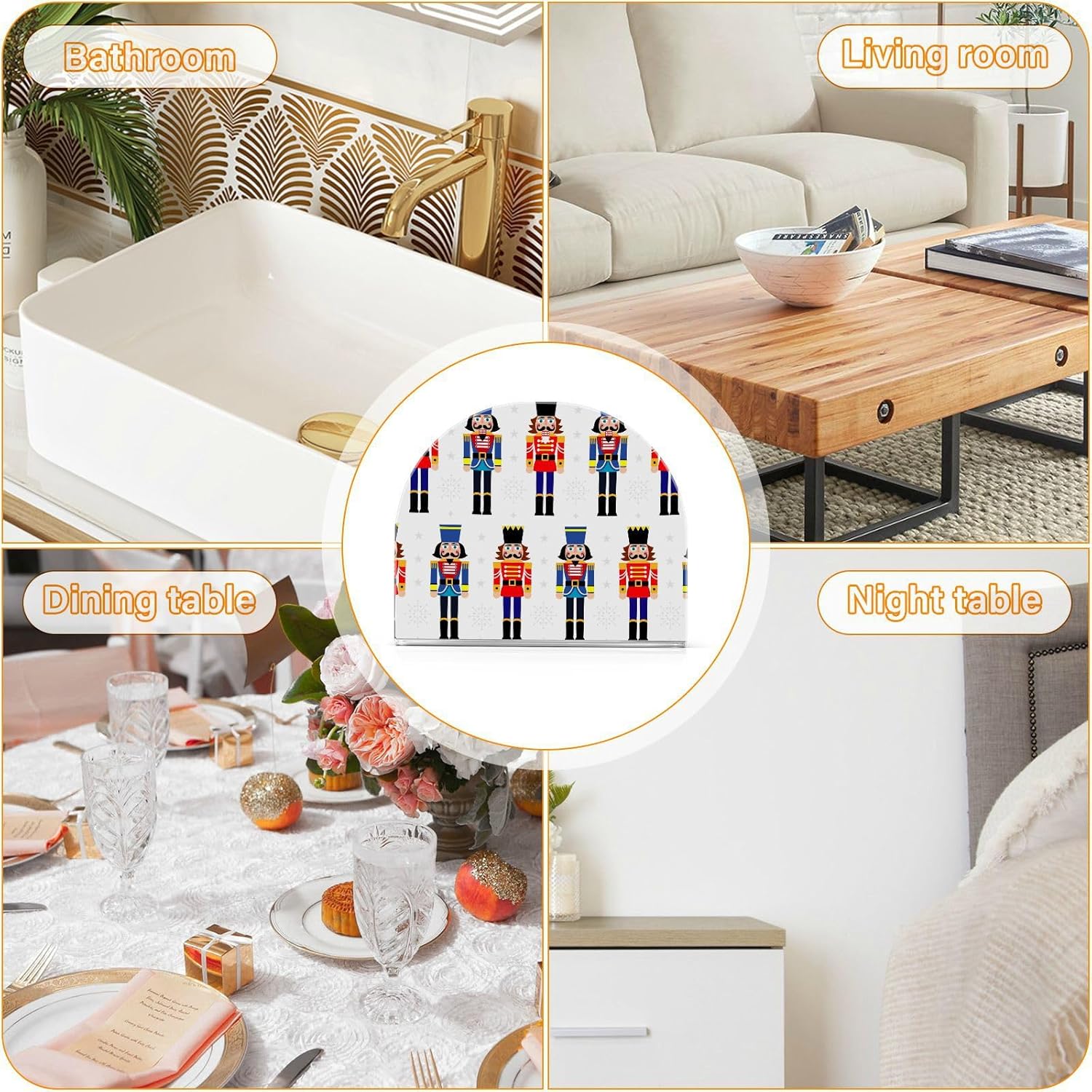 Servilletero de cascanueces de Navidad para mesa, dispensadores de servilletas de tejido acrílico, servilleteros de cóctel para bar, mesa de