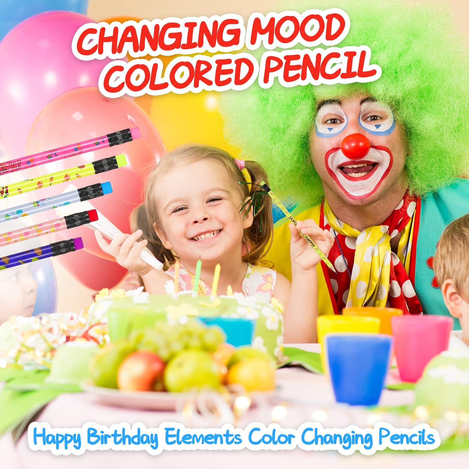 Lápices de feliz cumpleaños para estudiantes, niños, lápices que cambian de color, lápices de cumpleaños con borradores superiores, lápices de
