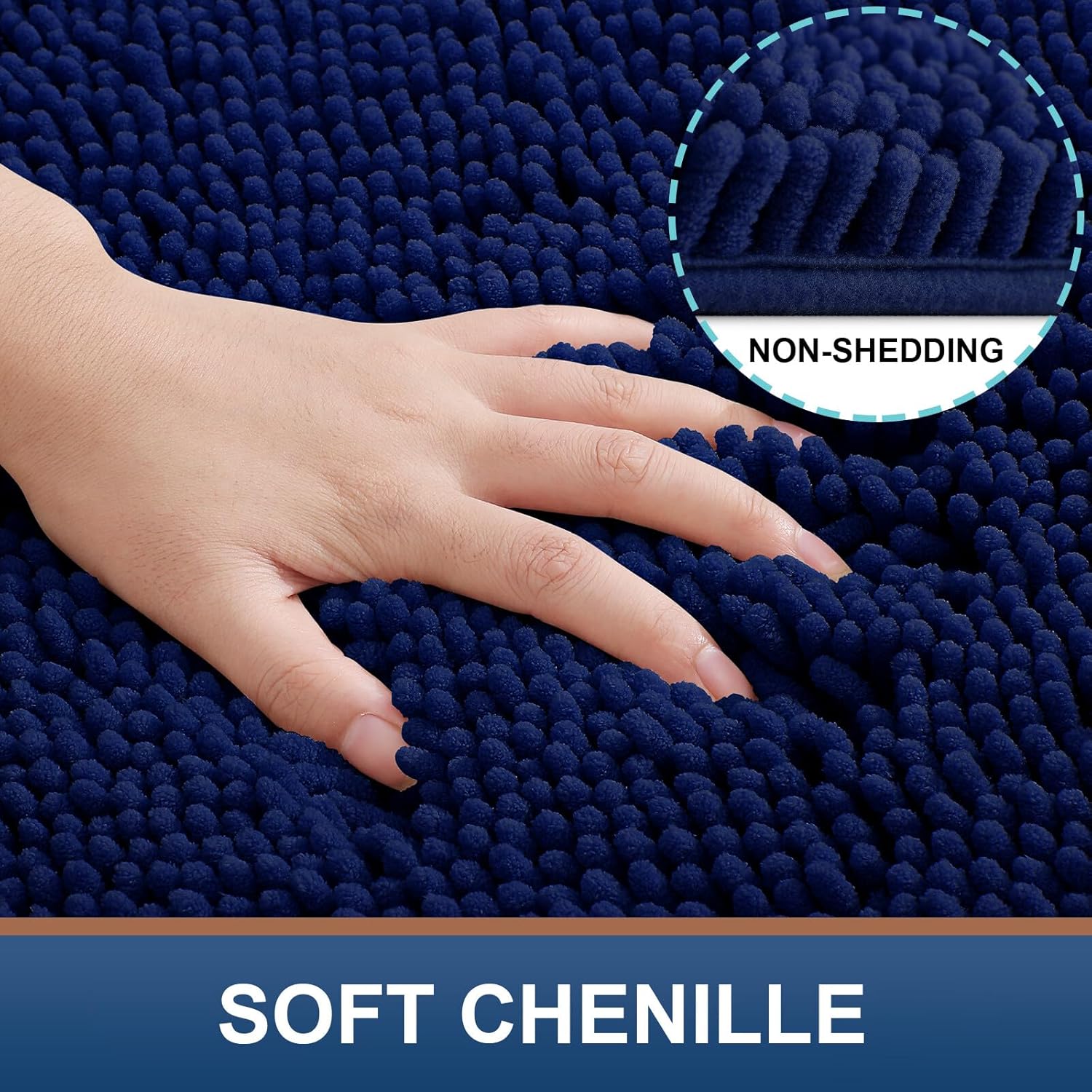smiry – Lujosa alfombra de baño de felpilla, extra suave y absorbente, lavable a máquina, antideslizante para bañera, ducha y cuarto de baño (47 x