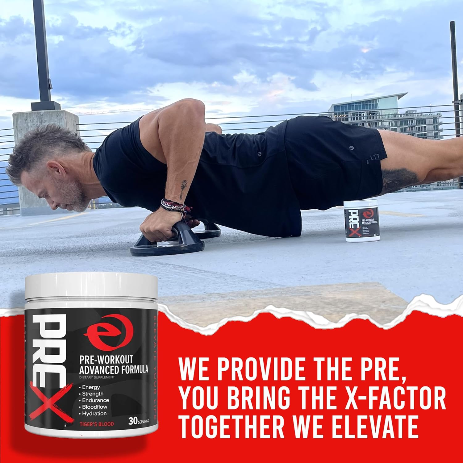 Elevated PREX – Fórmula avanzada para antes del entrenamiento, energía, fuerza, resistencia, flujo sanguíneo, hidratación, suplemento en polvo para