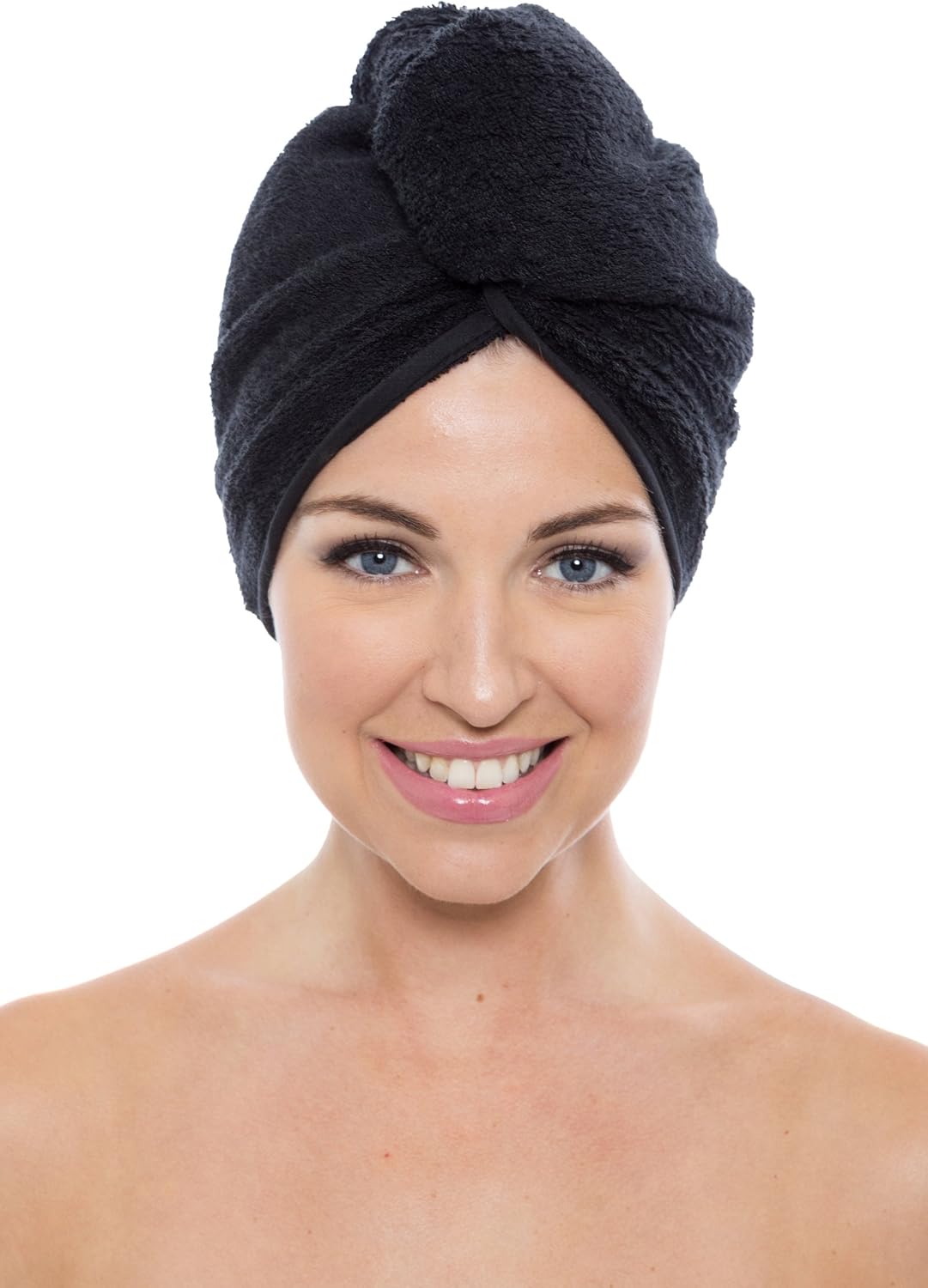 Mujer viscosa de bambú  toalla de pelo toalla de secado de pelo Wrap por texere, Unitamaño, Negro