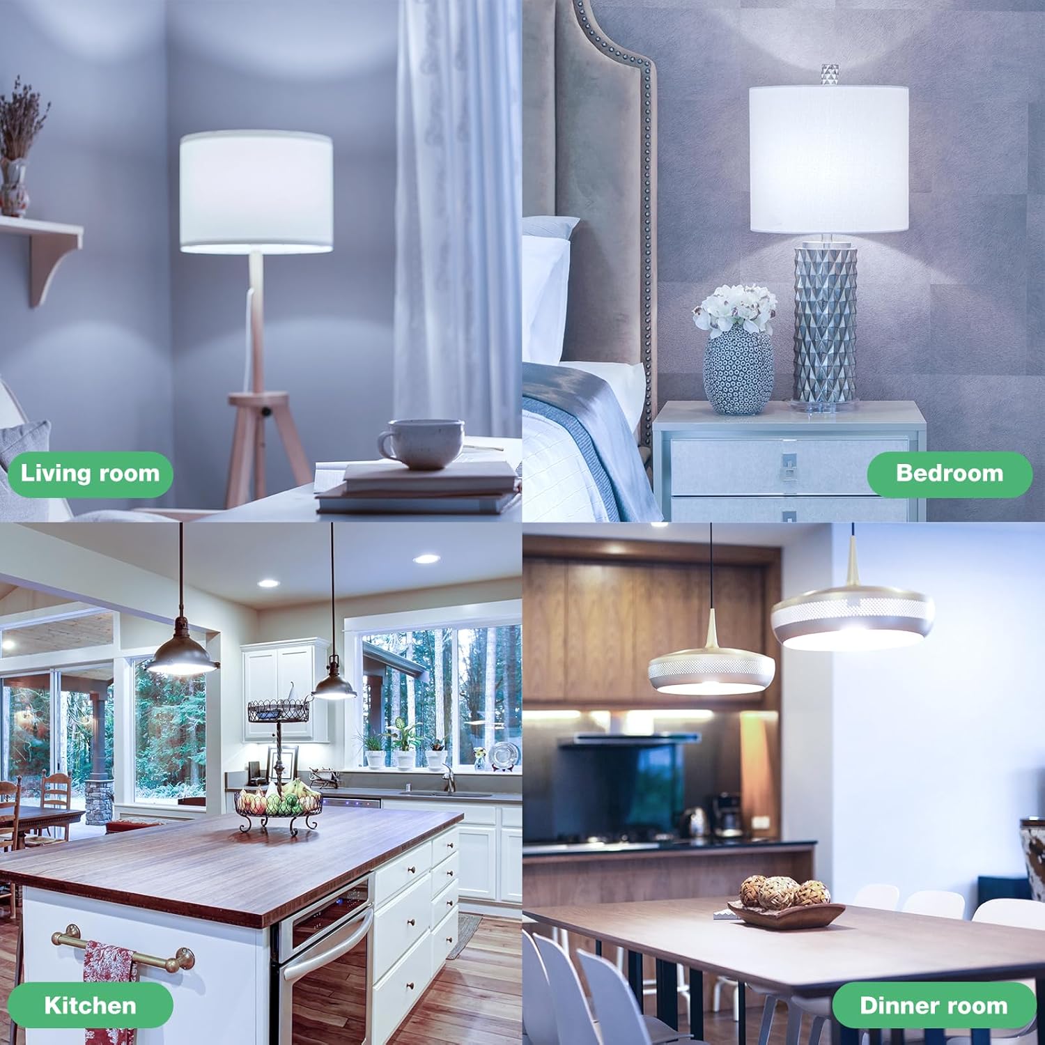 Bombillas LED de luz diurna equivalente a 100 W A19 de 5000 K, 1500 lúmenes, base E26, no regulable, blanco brillante de 13 W para dormitorio,