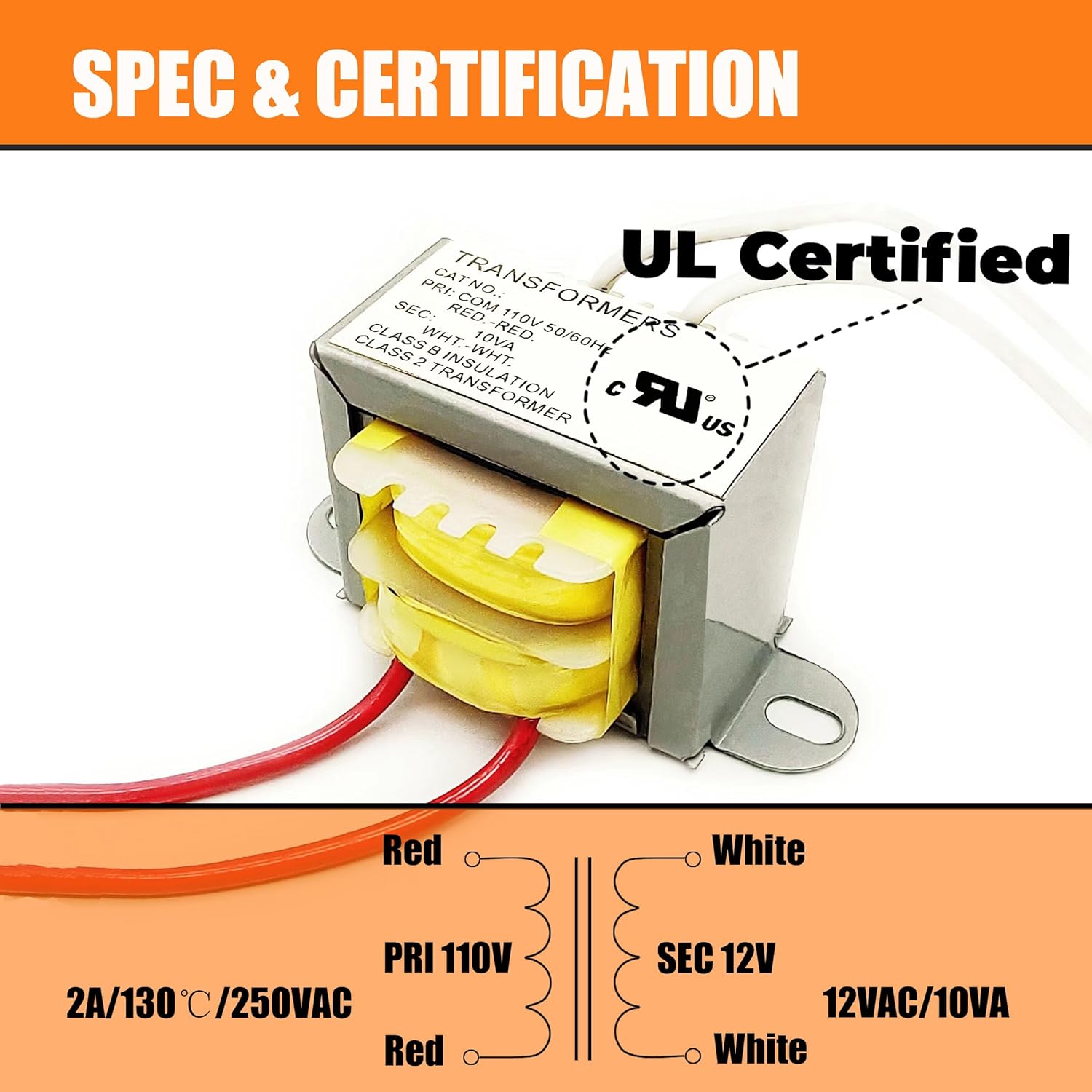 Transformador de potencia ACCA Entrada 110V 5060HZ Salida AC 12V 10VA Transformador monofásico Transformador reductor Transformador reductor 110v a