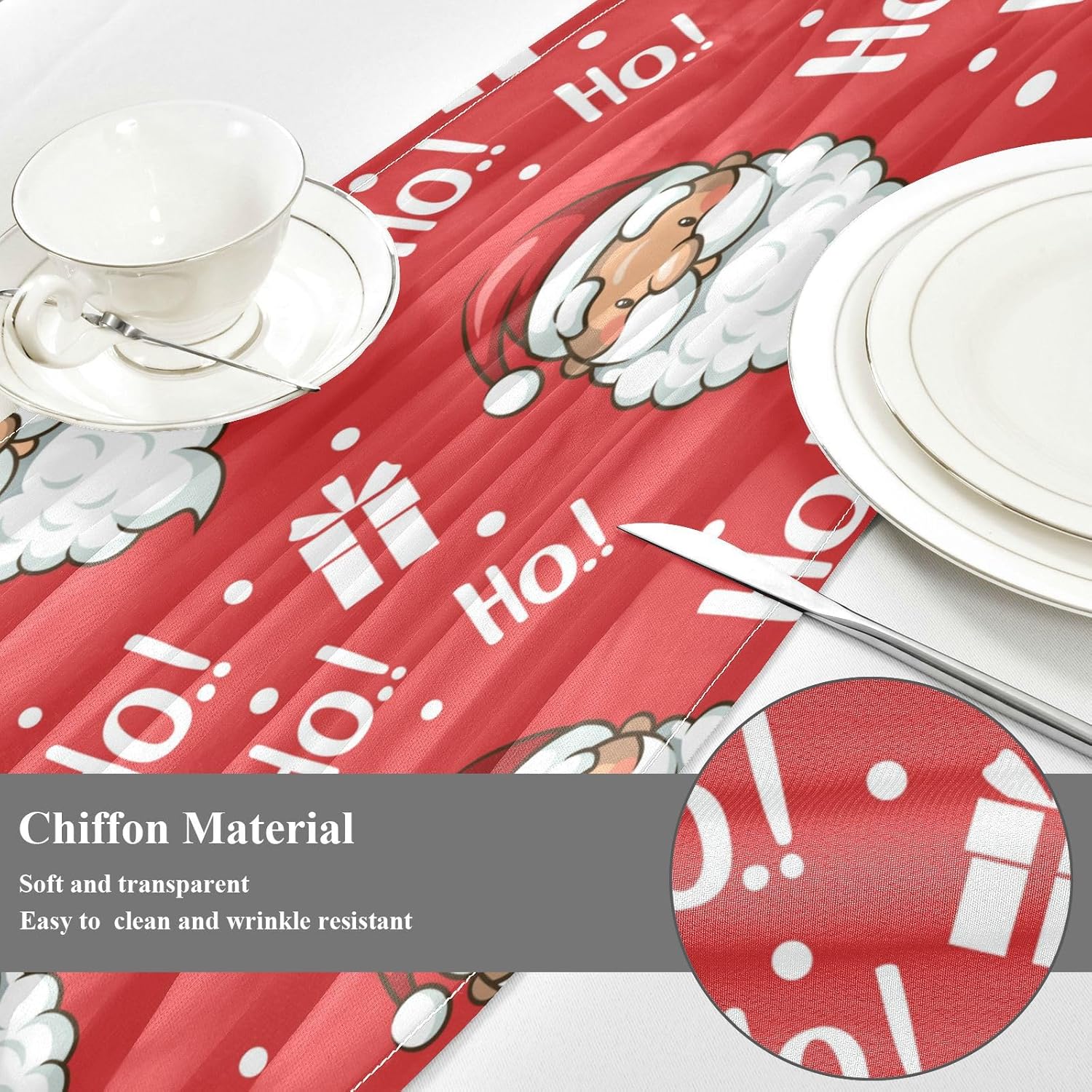 Christmas Santa Red Table Runner Fall Decor for Dining Table Decor Christmas Table Runner 120 Inches Long