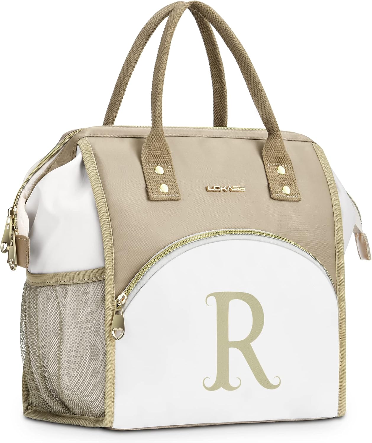 LOKASS Lonchera personalizada para mujeres, lonchera aislada con inicial R para adultos, bolsa de almuerzo para el trabajo, regalos para el