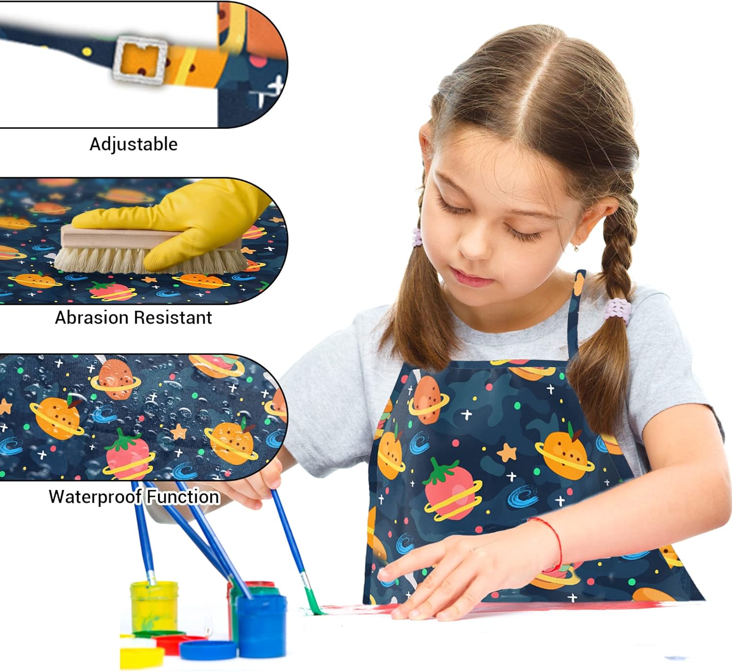 Delantal de arte para niñas, delantal para niños pequeños, delantal para niños, pintura de chef, delantales para niños para cocinar, a prueba de