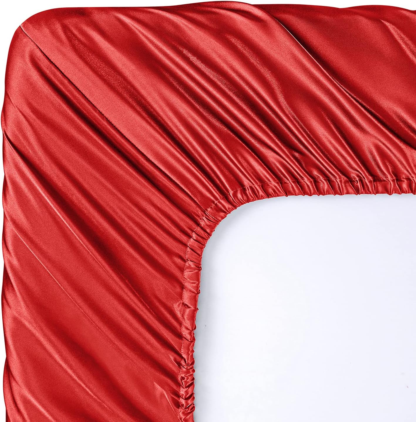 SiinvdaBZX Juego de sábanas de satén de tamaño matrimonial, 4 piezas, ultra sedosas, suaves, de satén rojo con bolsillo profundo, 1 sábana bajera, 1