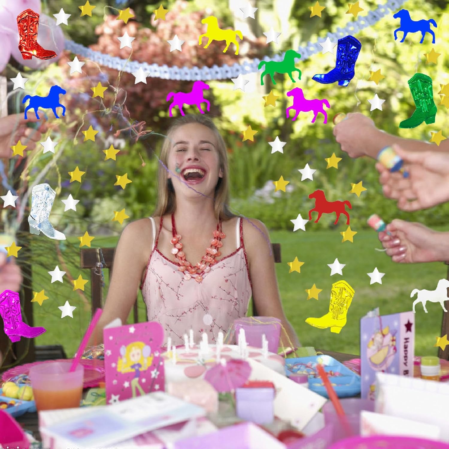 Decoración de fiesta, confeti de vaquero del oeste, botas de caballo de Patricio para niños, cumpleaños, bodas, baby shower, decoración de confeti