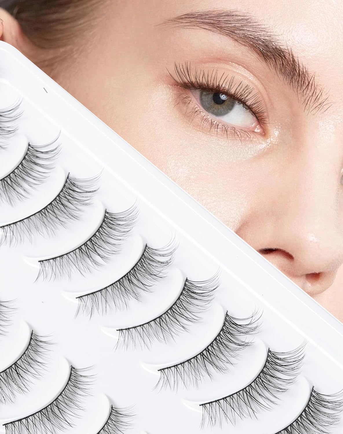 Pestañas cortas de aspecto natural, pestañas pequeñas, pestañas postizas cortas para principiantes, pestañas postizas de 0.433 in, 10 pares de