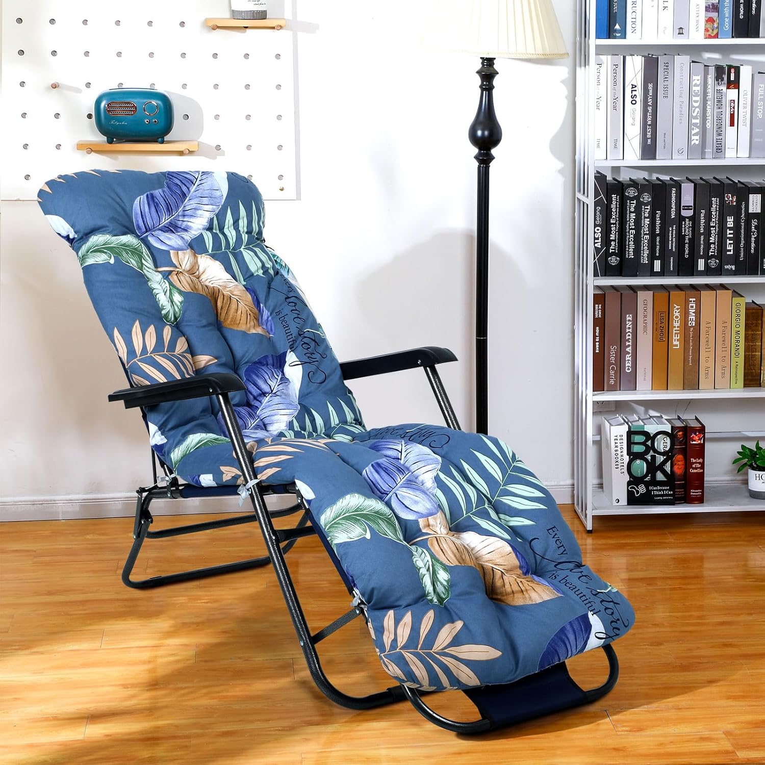 2 cojines para tumbona para exteriores, 67 x 21 pulgadas, para patio, con estampado floral, almohadillas gruesas de repuesto para muebles de