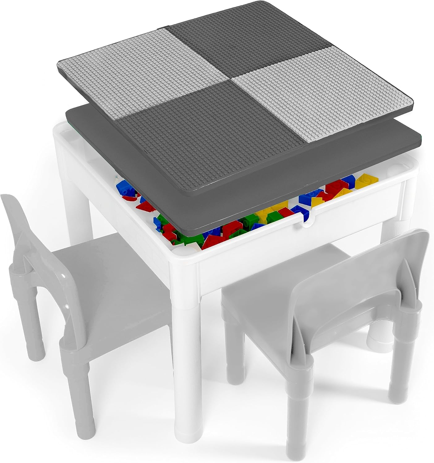 Play Platoon Juego de mesa de actividades y sillas 5 en 1 para niños, mesa de tallo para niños pequeños con mesa de agua, mesa de bloques de