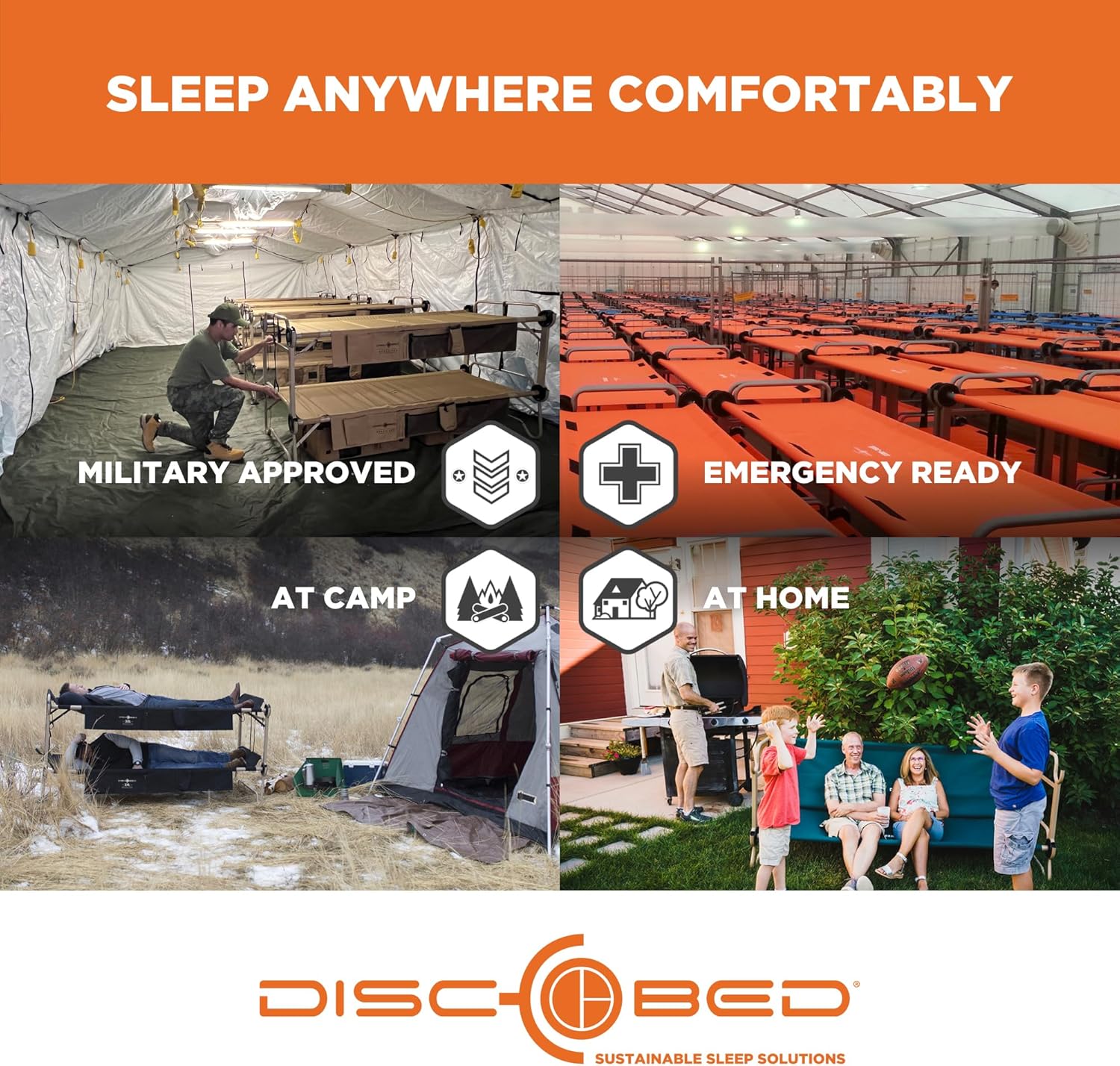 Disc-O-Bed Cam-O-Litera grande de 79 x 28 pulgadas cama doble plegable portátil con 2 organizadores y 2 bolsas de transporte azul marino - Imagen 8