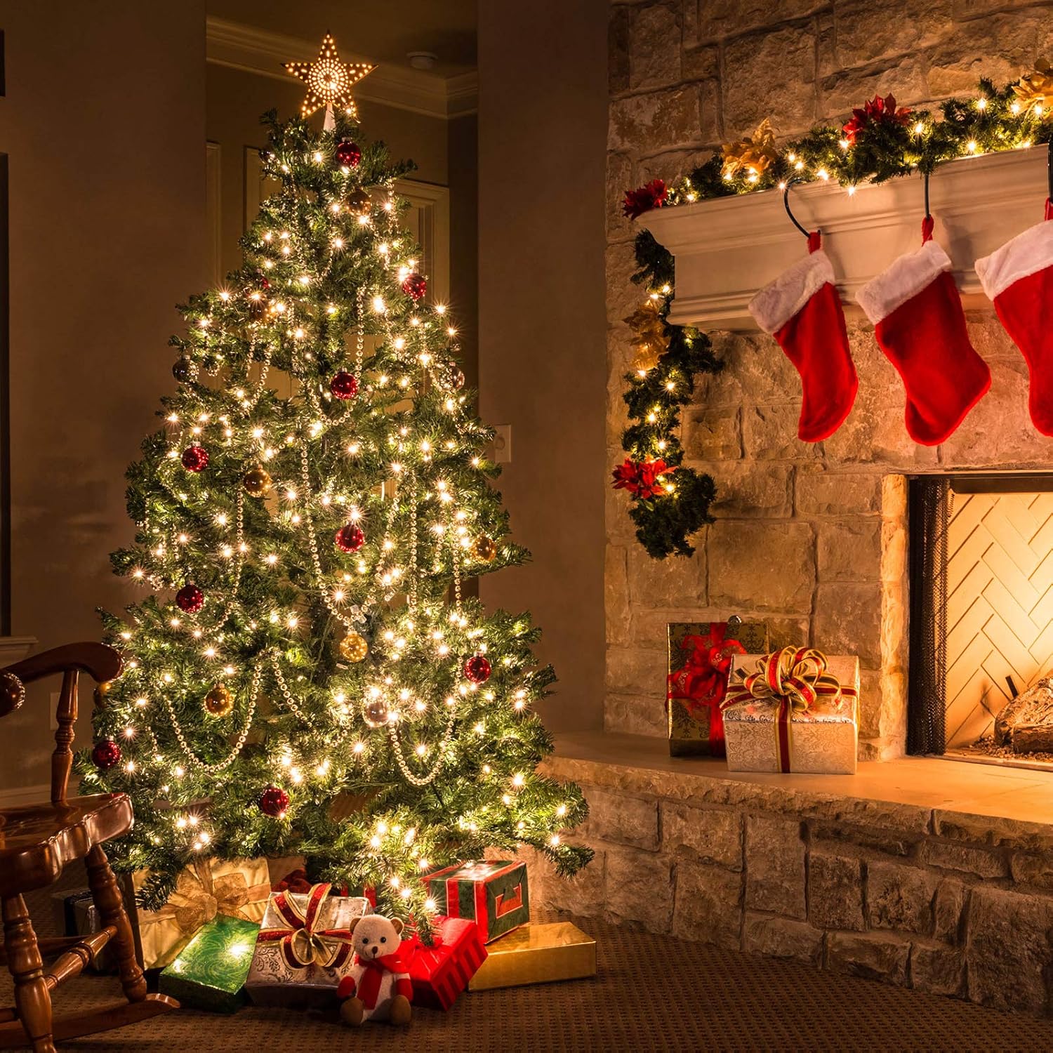 Brightown – Serie de miniluces de Navidad Luces LED impermeables de pilas, para árbol de Navidad, decoración de fiesta para interiores y exteriores