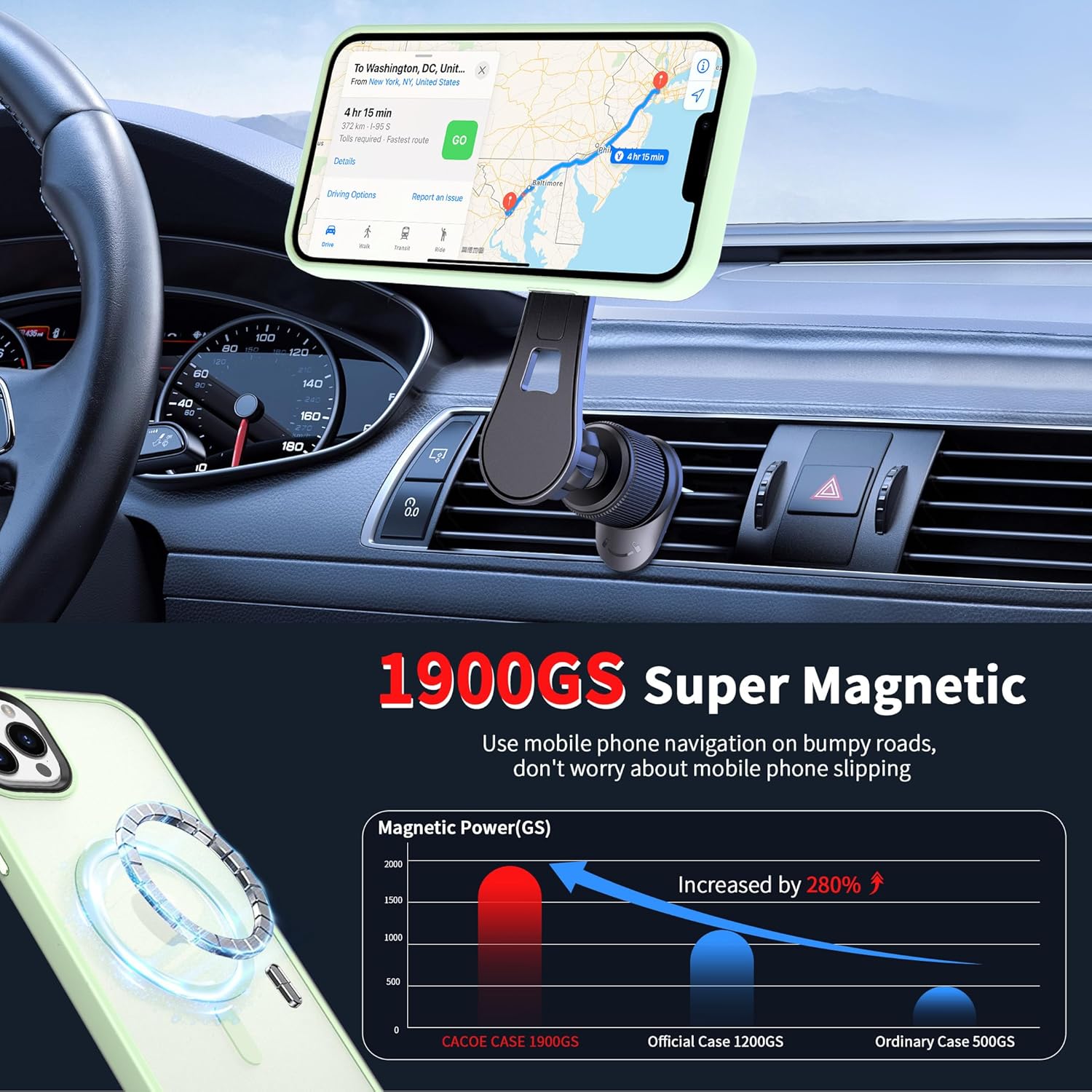 CACOE Funda magnética para iPhone 14 Pro de 6.1 pulgadas, compatible con MagSafe y soporte magnético para teléfono de automóvil, funda delgada de