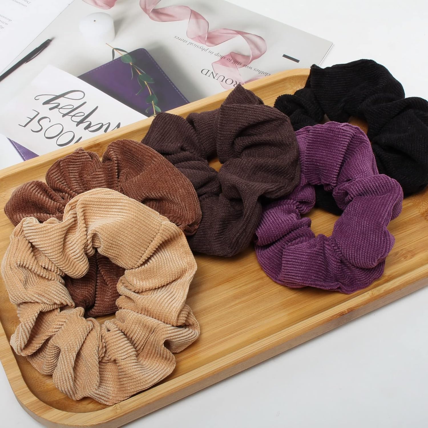 10 piezas de coleteros de cordury para mujer, con cordón medio, bandas elásticas para el cabello, ligas para el cabello de moda para cola de caballo