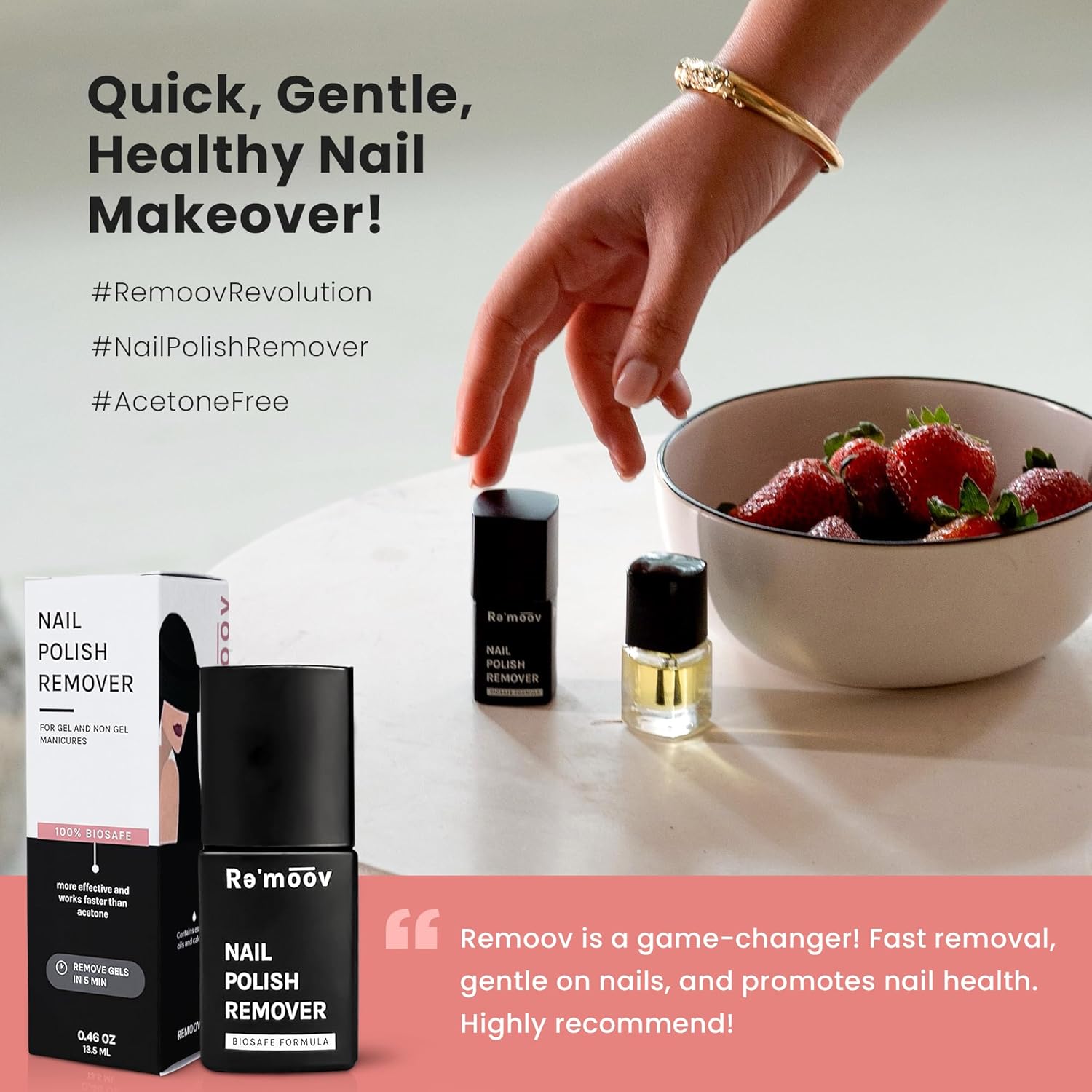Removedor de esmalte de uñas, esmalte de gel acrílico en gel en casa, removedor de manicura, fórmula libre de acetona de 5 minutos, limpiador no