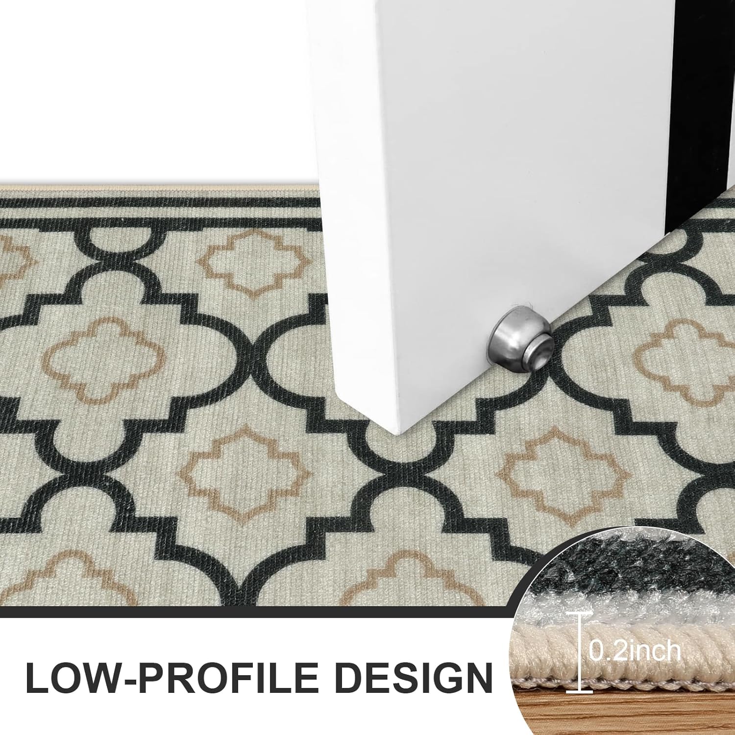 Collive Tapete lavable para interiores, tapete antideslizante de 24 x 36 pulgadas, absorbente, tapete marroquí de bajo perfil, tapete de bienvenida