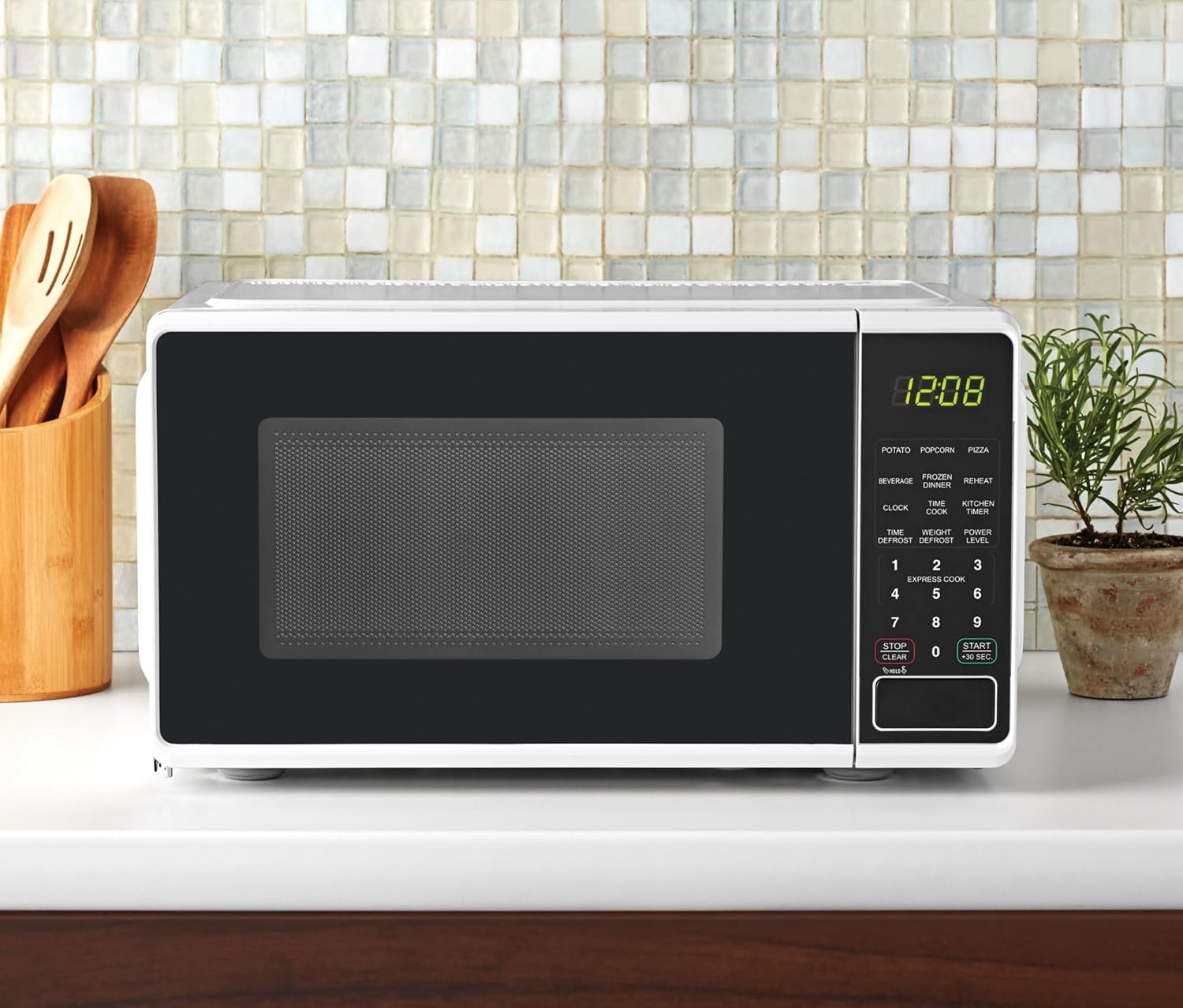 Horno microondas de 0.7 pies cúbicos, 700 vatios, nuevo (color  blanco)