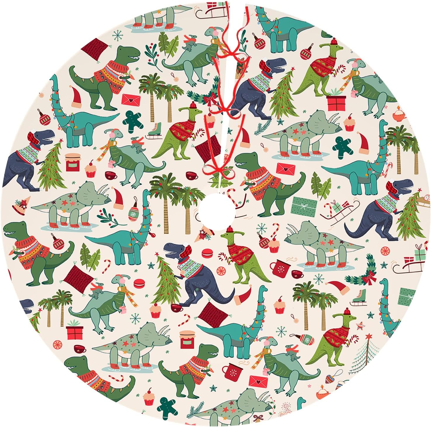 Falda de árbol de dinosaurio para el día de San Valentín, 36 pulgadas, bonita decoración de dinosaurio de Navidad para árbol, tapete de Navidad de