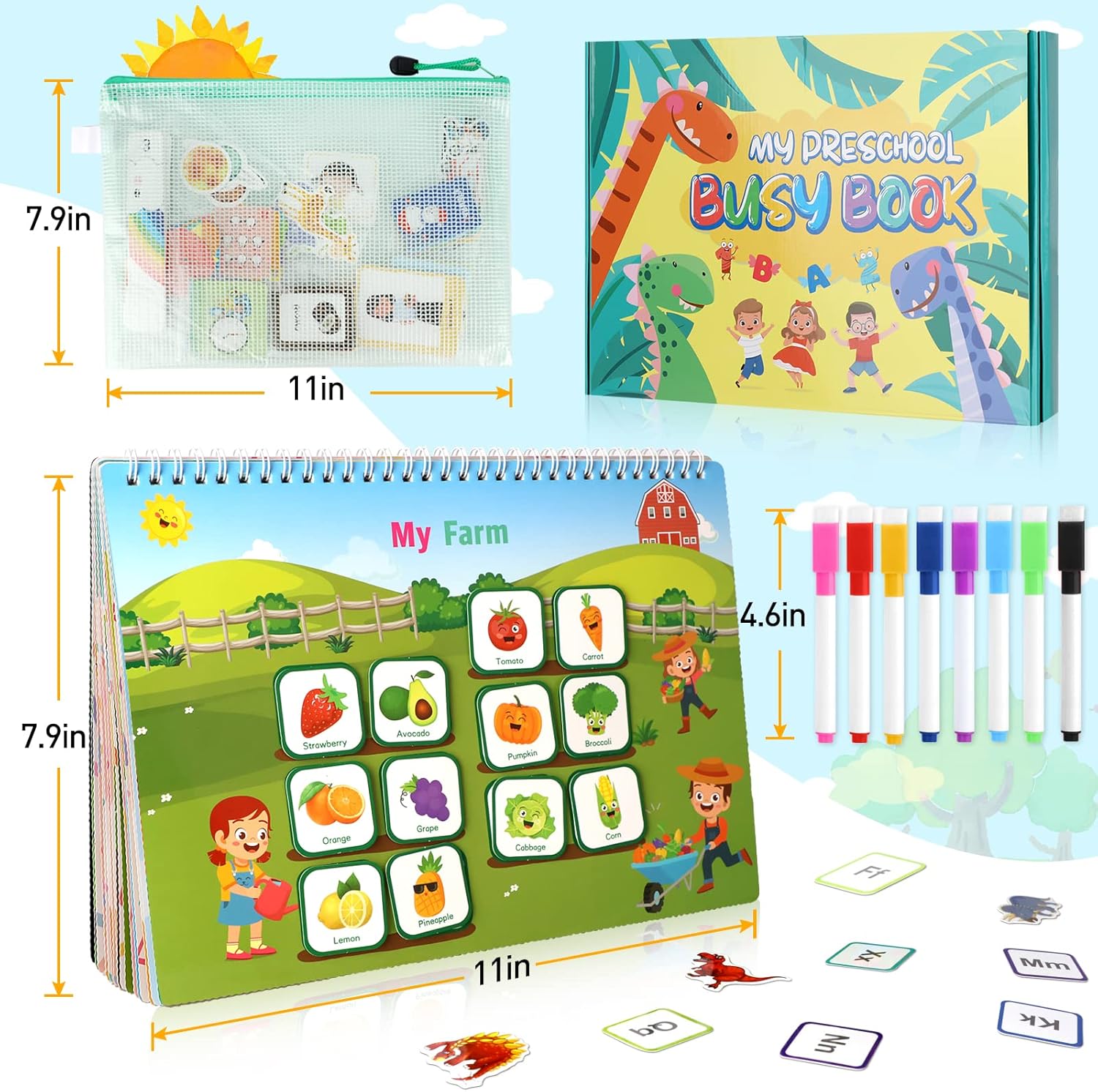 Arthopt Libro ocupado, 32 páginas Montessori Libro ocupado para niños pequeños, materiales de aprendizaje para autismo, juguetes educativos,
