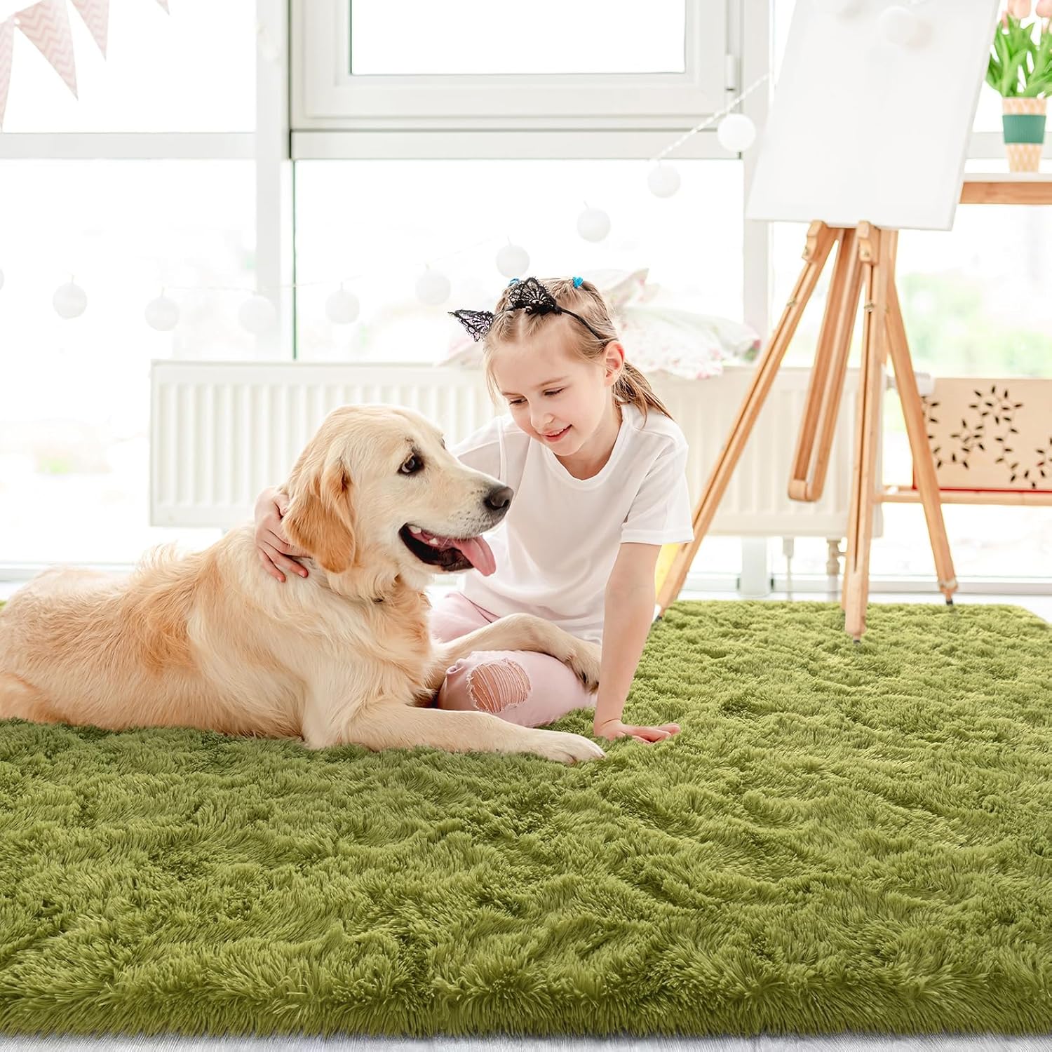 LOCHAS – Tapetes para interiores, muy suaves, modernos, mullidos, para salas de estar, habitaciones infantiles o decoración del hogar, 4 x 5.3 pies,