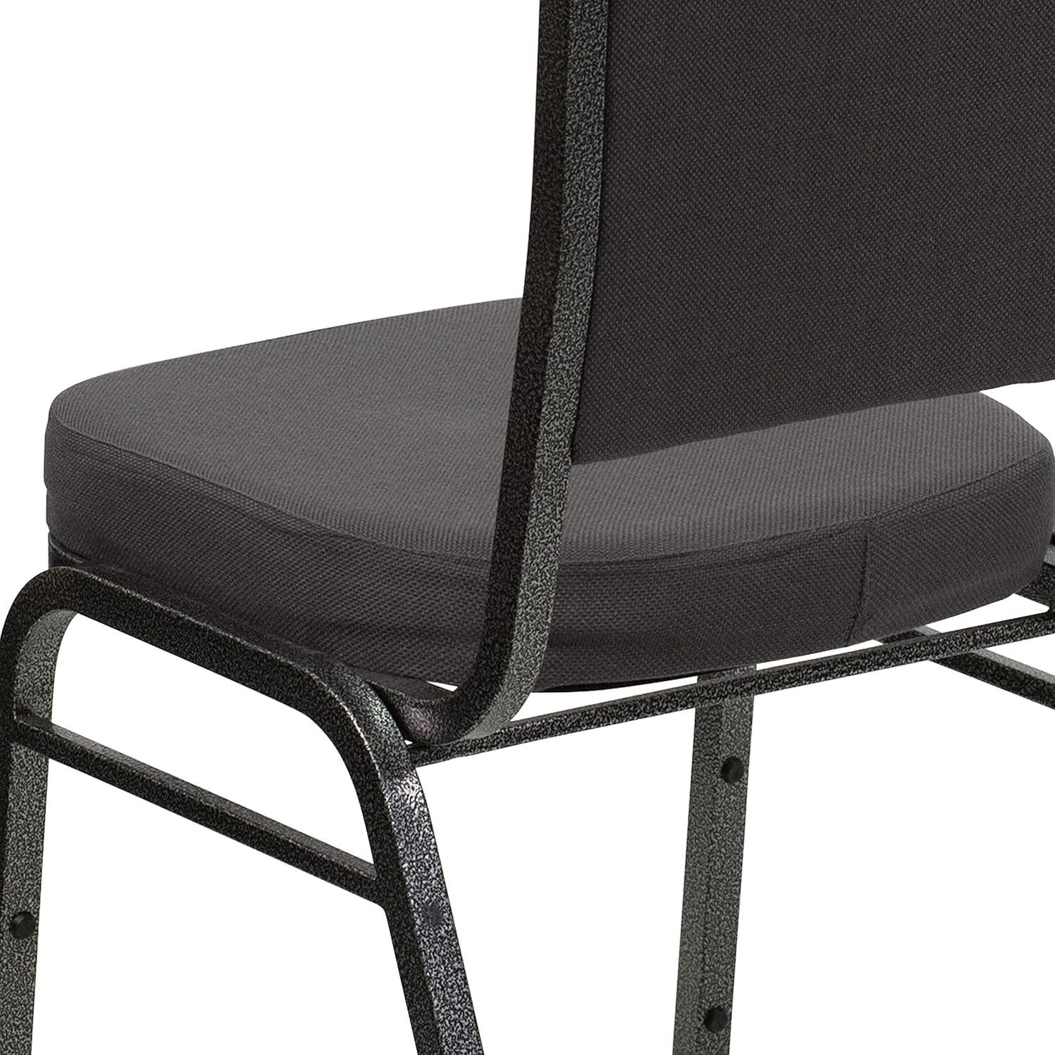 BizChair Silla apilable trasera del banquete de la corona, tela grismarco plateado de la vena