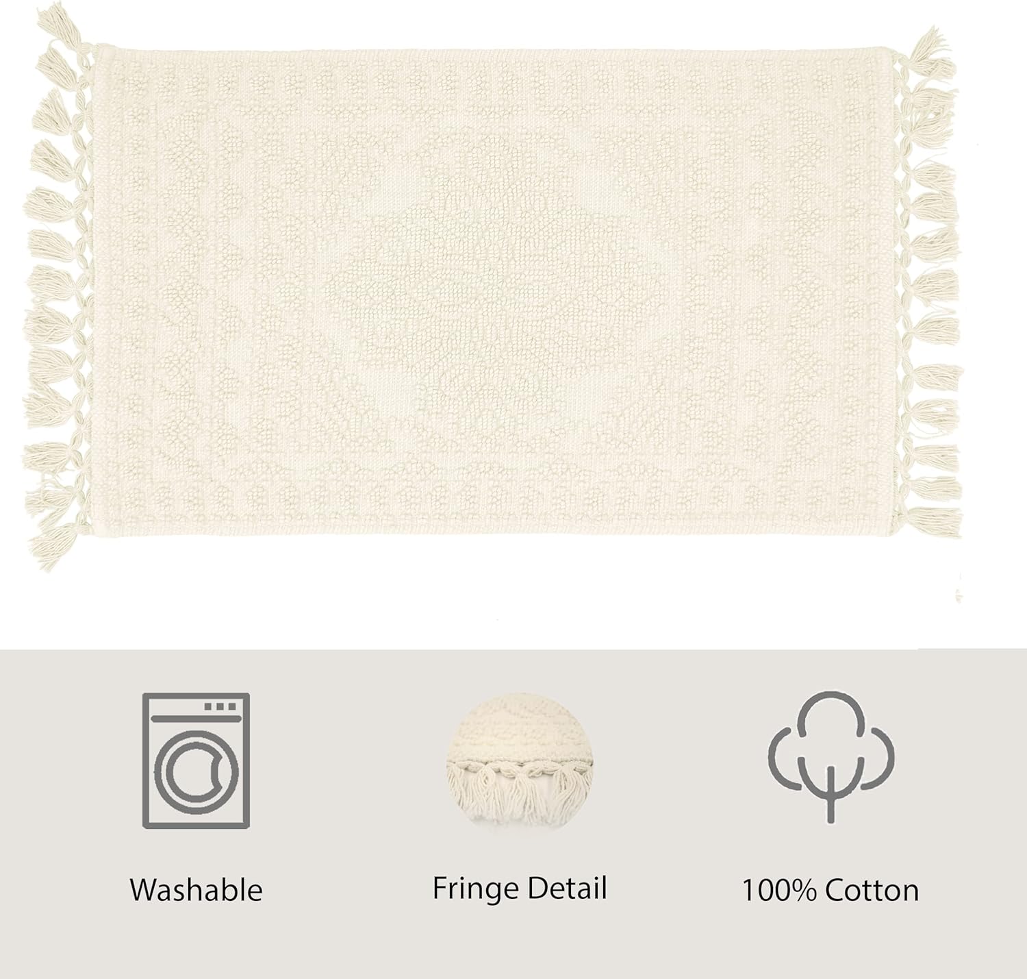 French Connection – Alfombra Nellore de baño con flecos