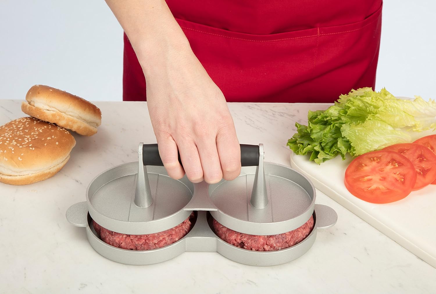 Cuisinart CSBP-100 – Prensa para hamburguesas (3 en 1), prensa doble torta
