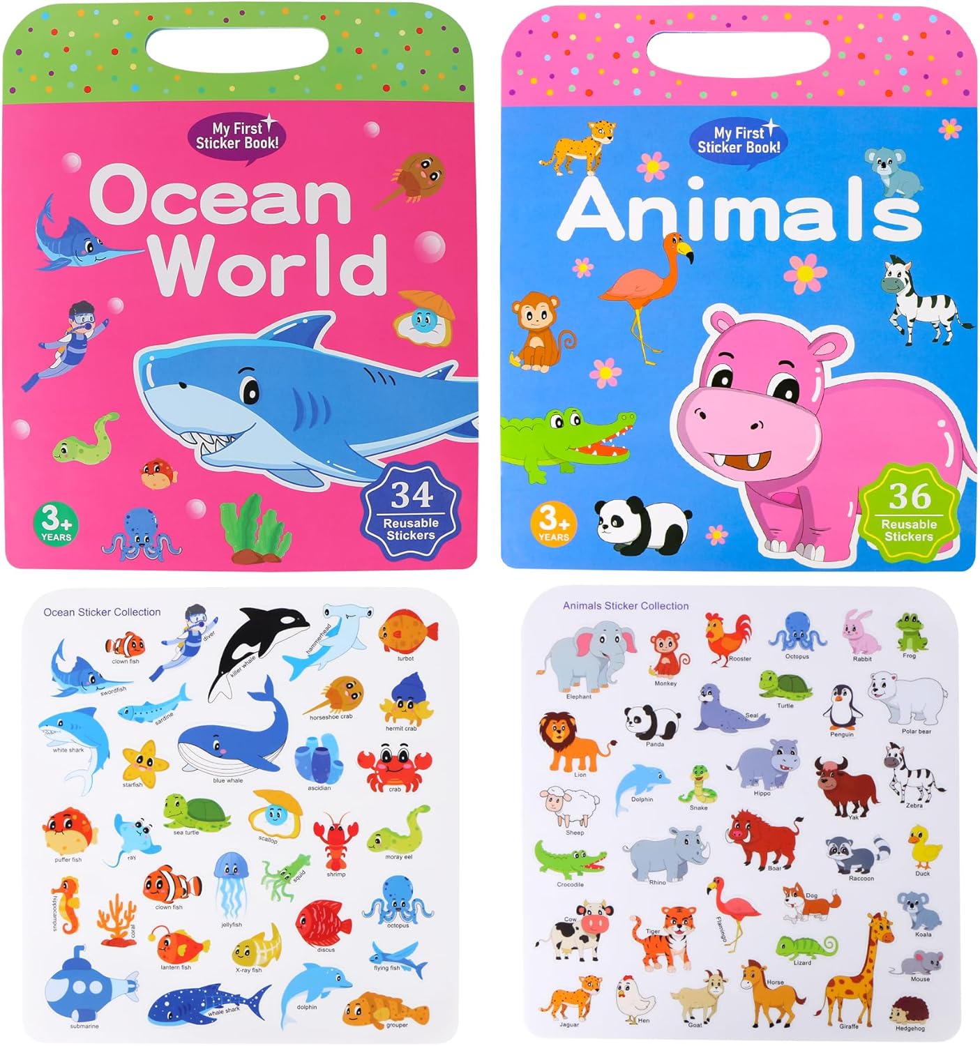 Visfun – Libros de calcomanías reutilizables para niños, libro silencioso de gelatina divertida, calcomanías de viaje, impermeables, libro de