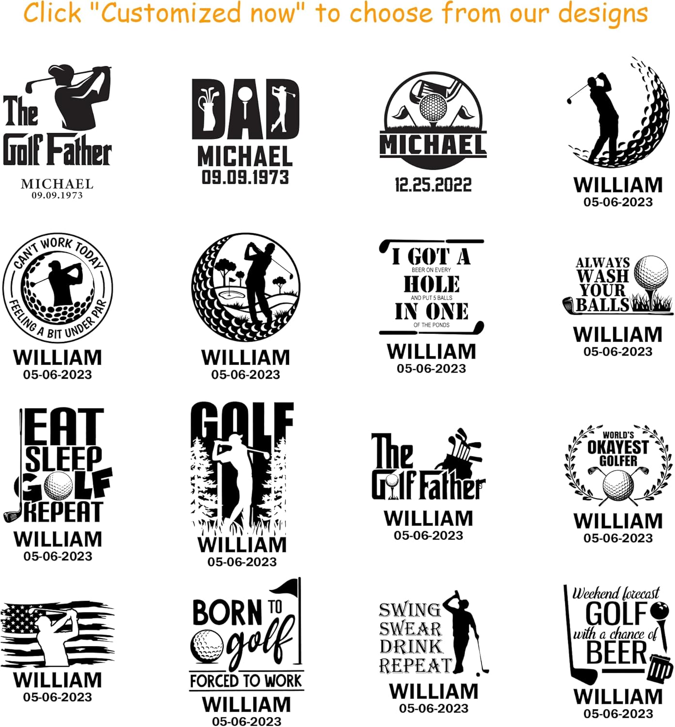 Juego de regalo de golf personalizado para papá, regalo de San Valentín personalizado para hombre, caja de golf grabada, regalos de bisabuelos,