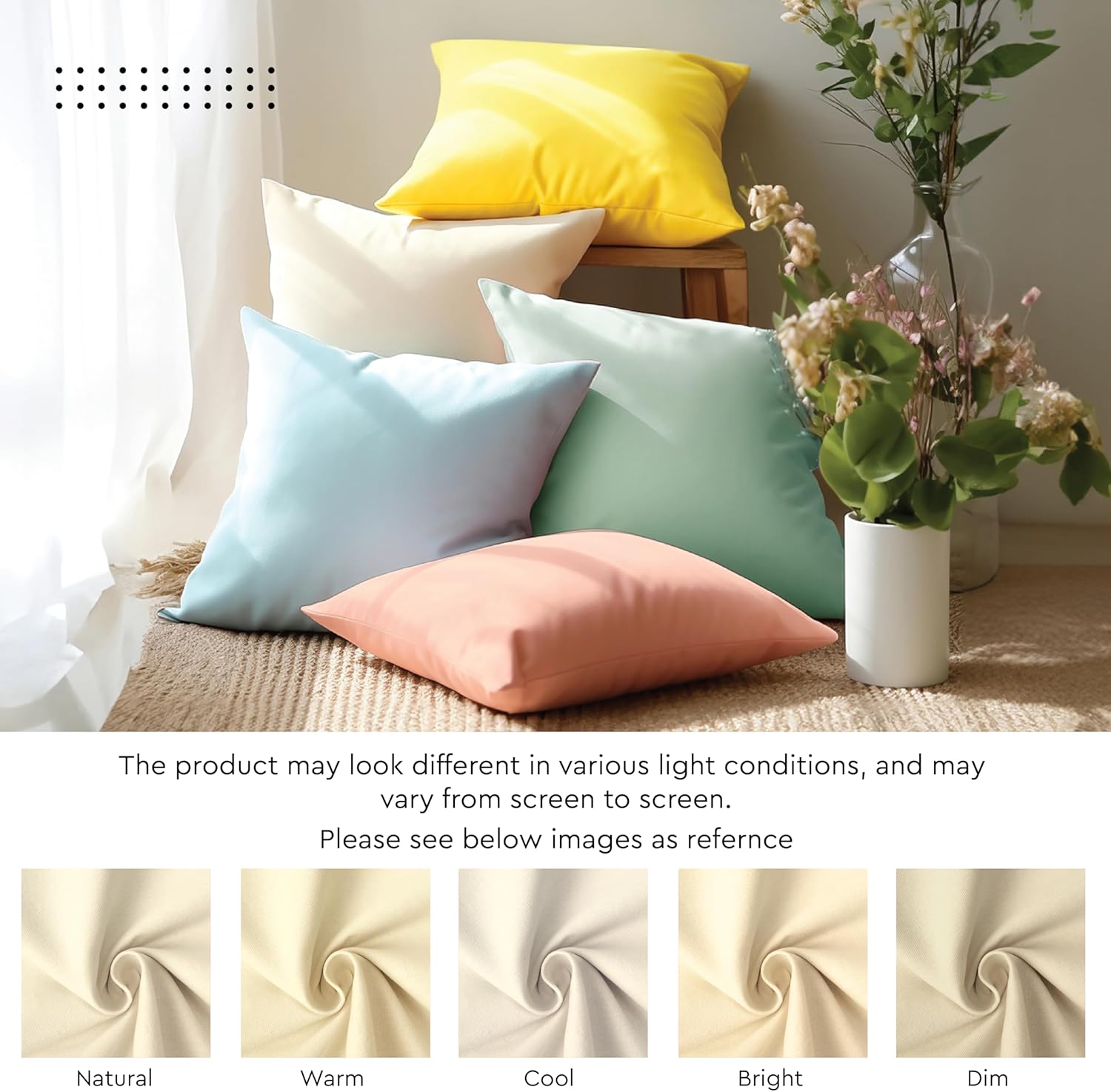 Encasa XO Juego de 4 fundas de almohada de 18 x 18 pulgadas  Sin relleno  Fundas de almohada de algodón para sala de estar, cama, sofá, sofá  Fundas