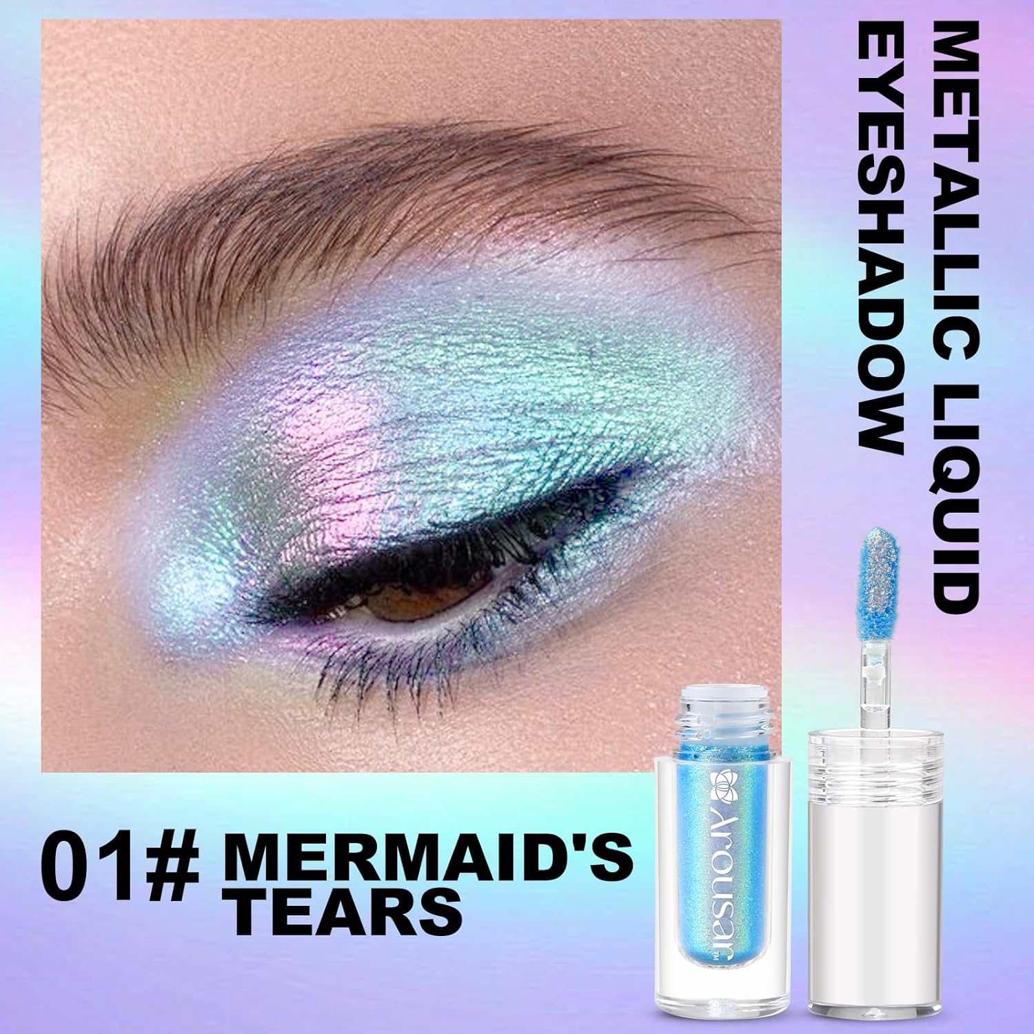 Sombra de ojos líquida metálica, sombra de ojos metálica camaleón, cambio multicolor, maquillaje de ojos altamente pigmentado y brillante,