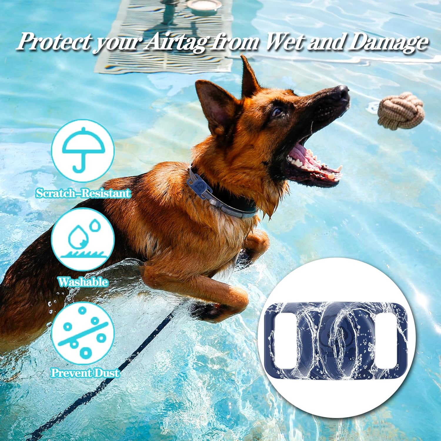 Paquete de 2 soportes impermeables para collar de perro AirTag compatibles con Apple AirTag, soporte de silicona oculto para Airtag Tracker,