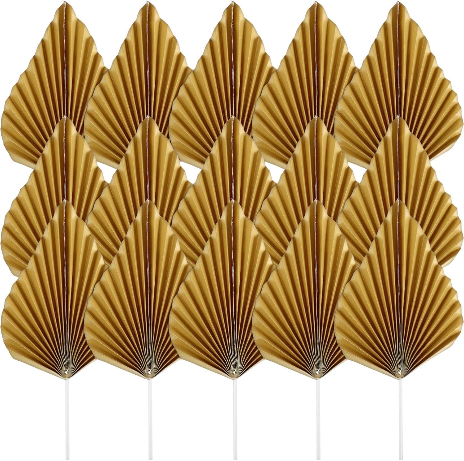 ABOOFAN 24 piezas de hojas de palma doradas plegables para tartas, abanicos de papel para cupcakes, decoración para cumpleaños, boda, aniversario,