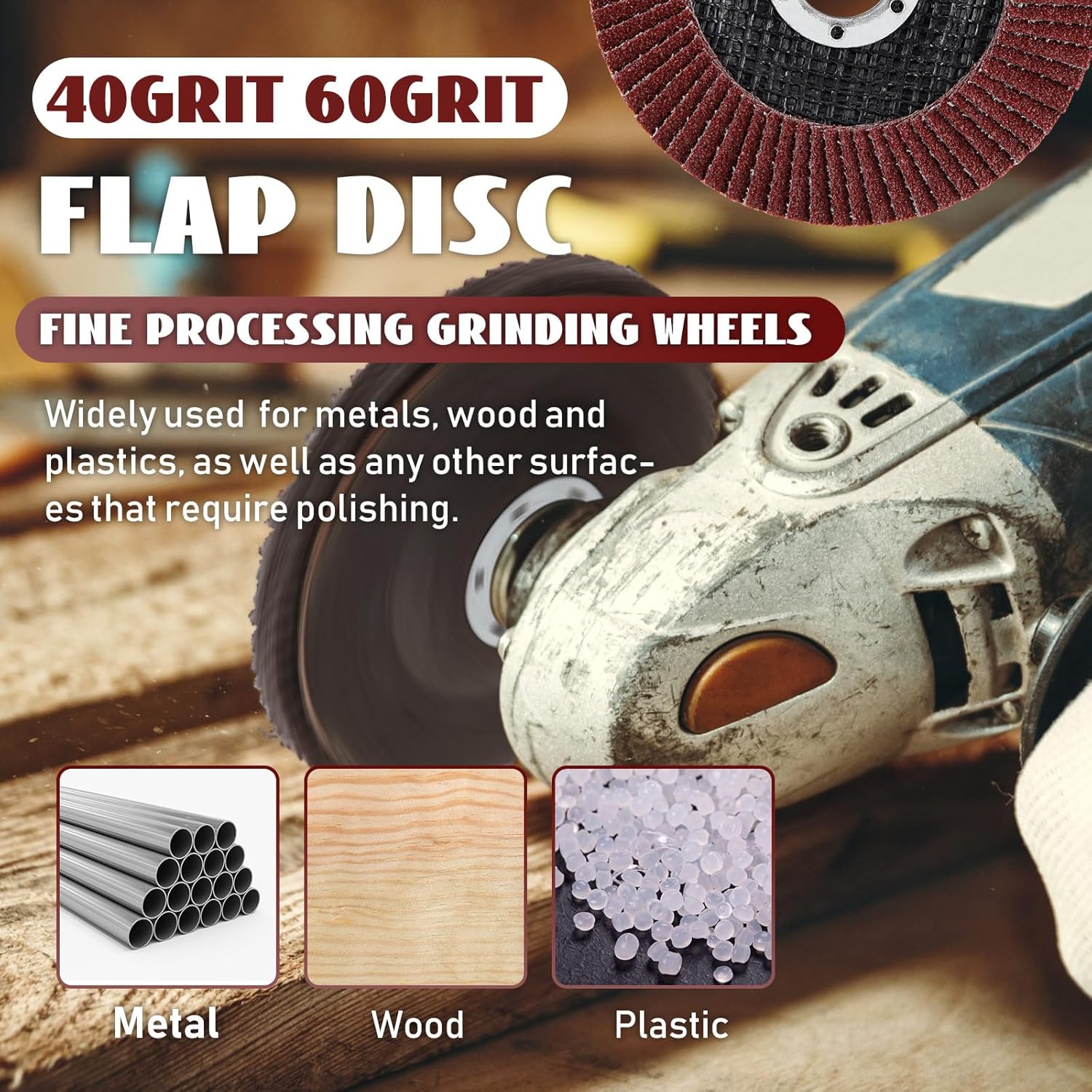 Landhoow Paquete de 80 discos de solapa de 4 12 pulgadas para amoladora angular de 4.5 x 78 pulgadas, lijadora de óxido de aluminio, discos