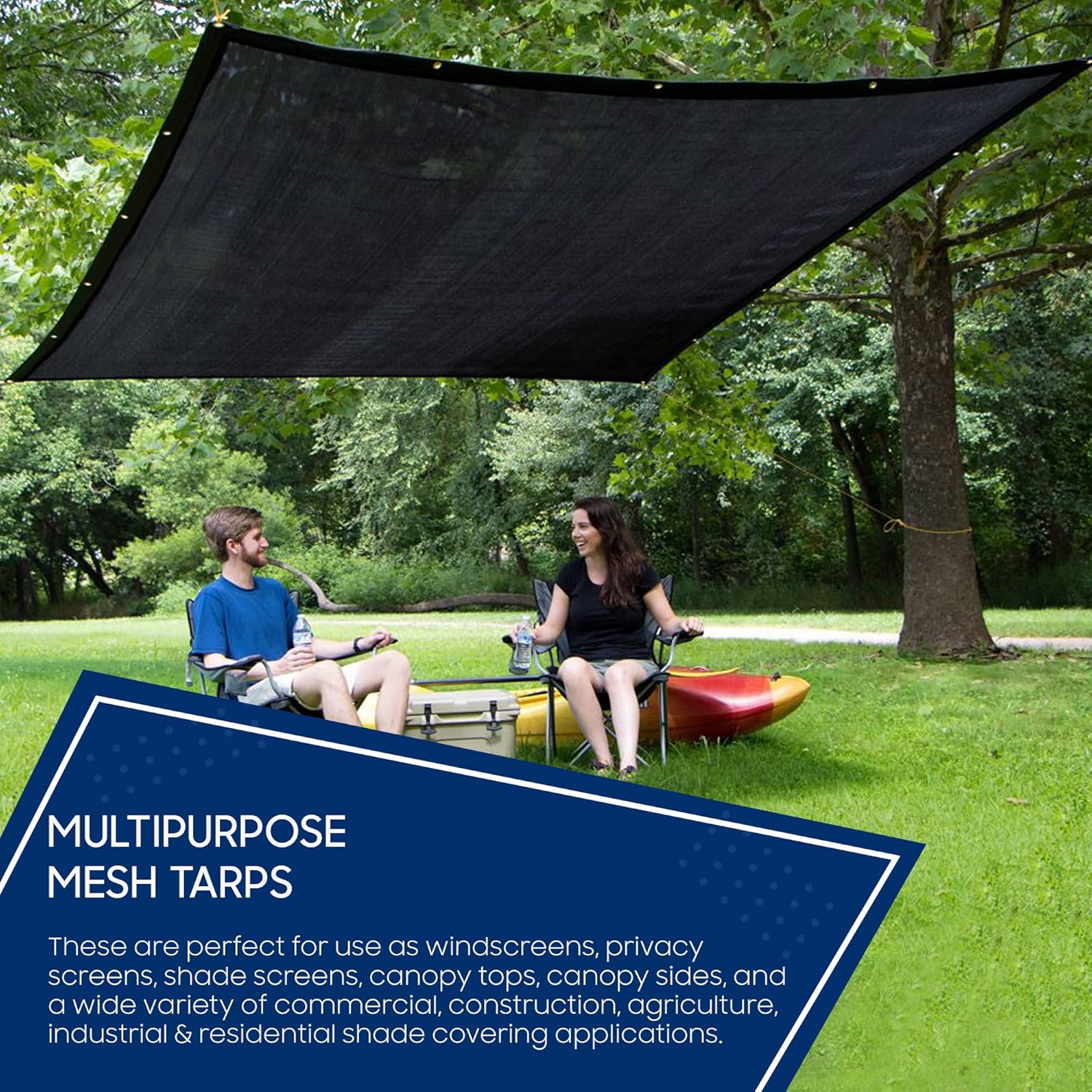 Tarps Now Lonas de malla resistentes (8 x 16 pies) con ojales, lona de tela con 75 % de protección solar para pantalla de patio, bloque de viento,