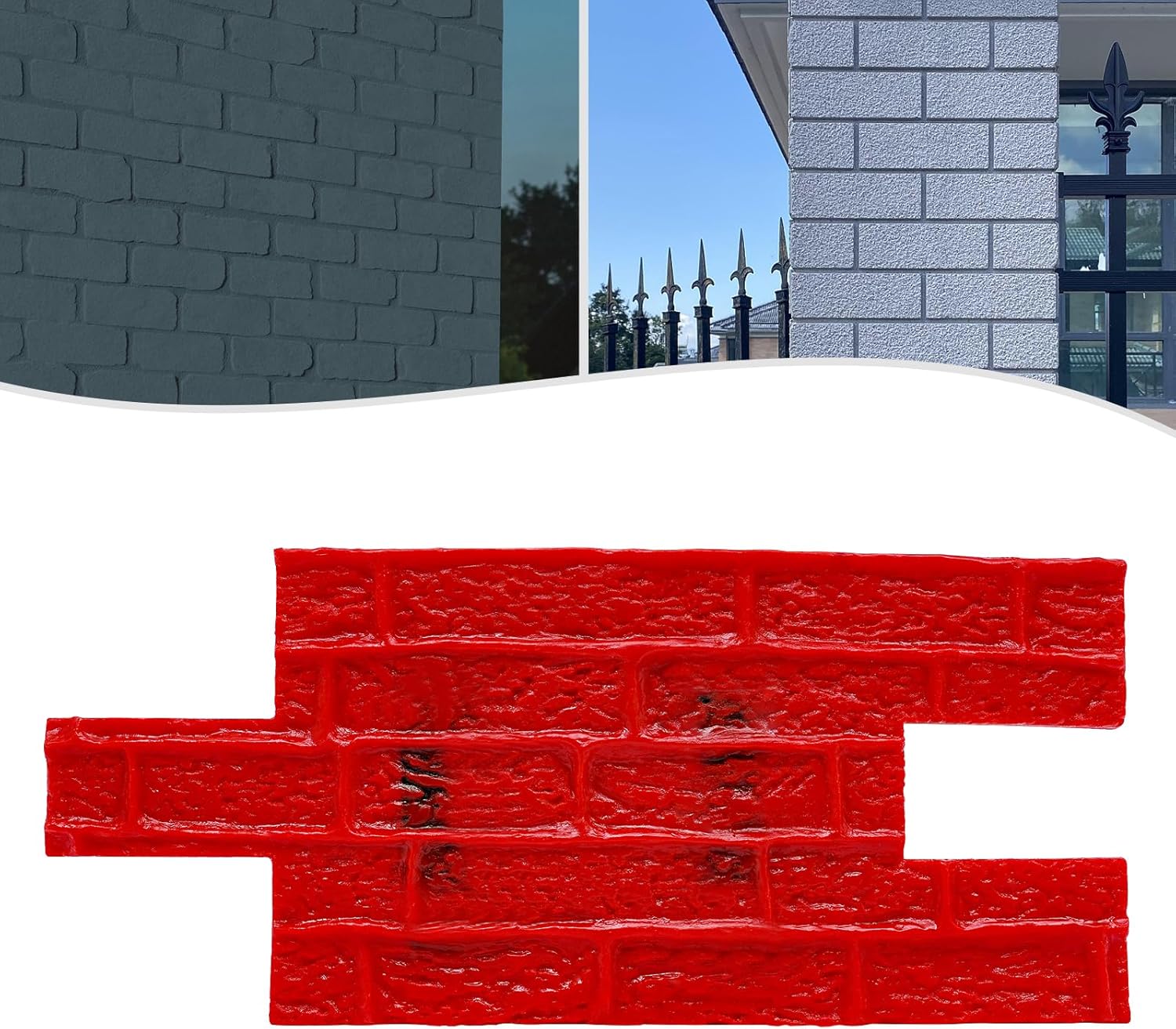 Juego de moldes apilables de 22.2 x 12 pulgadas para sellos de hormigón sin costuras, tapete de pared de cemento de poliuretano con textura de