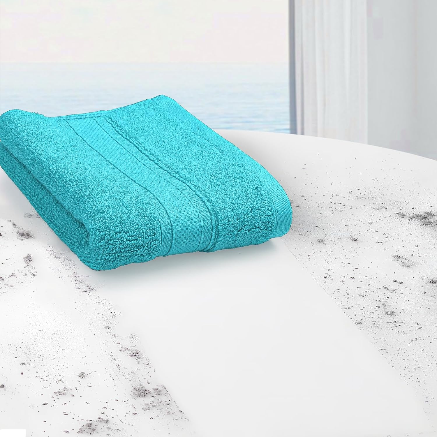 Magshion Juego de 6 toallas de mano de algodón suave para baño, color turquesa