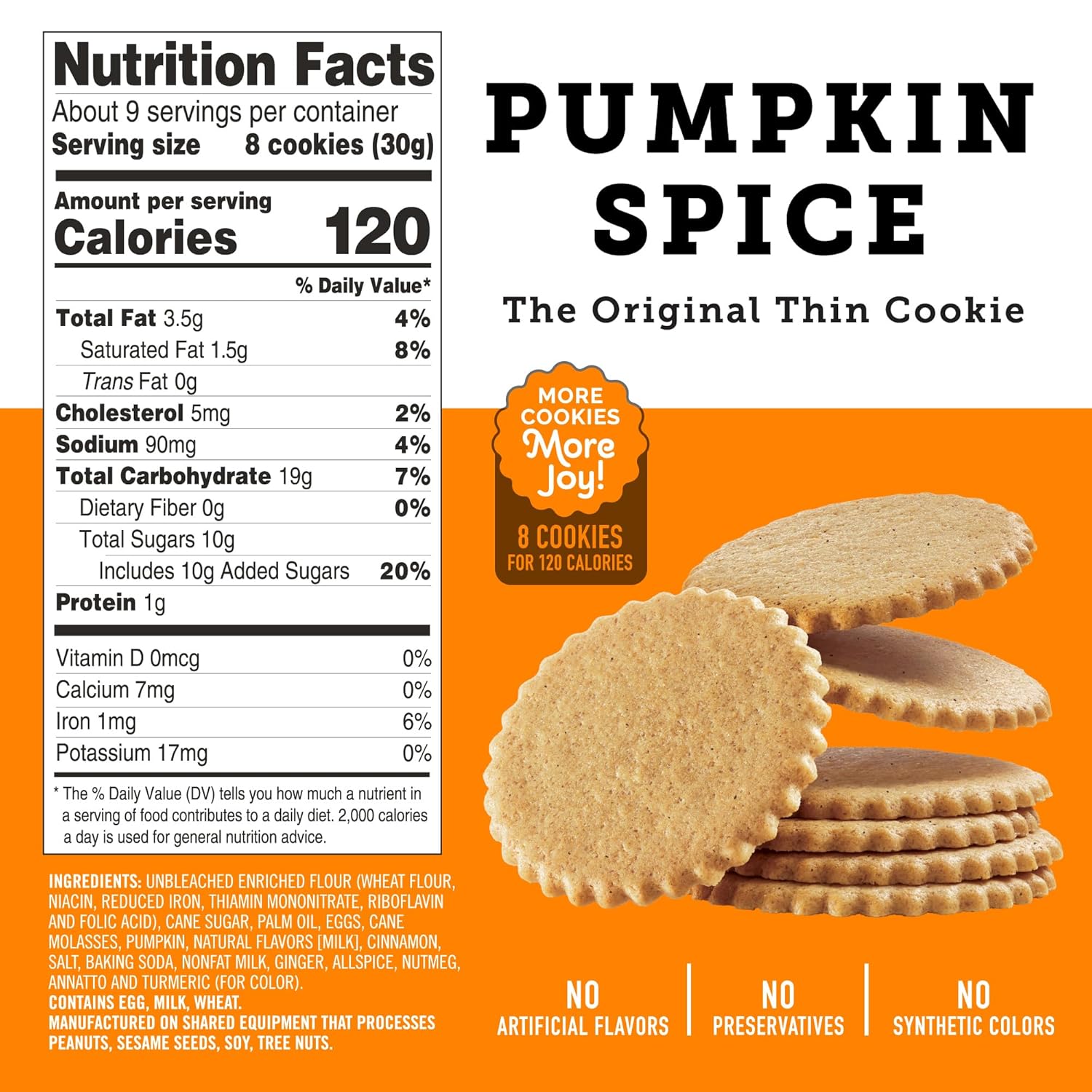 Dewey’s Bakery Galletas finas estilo moravo con especias de calabaza  Sabor de temporada  Sin sabores artificiales, colores sintéticos o