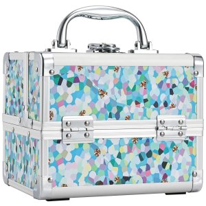 FRENESSA Estuche de tren de maquillaje, estuche organizador de cosméticos, caja de maquillaje portátil, 2 bandejas con espejo, estuche organizador FRENESSA Estuche de tren de maquillaje, estuche organizador de cosméticos, caja de maquillaje portátil, 2 bandejas con espejo, estuche organizador