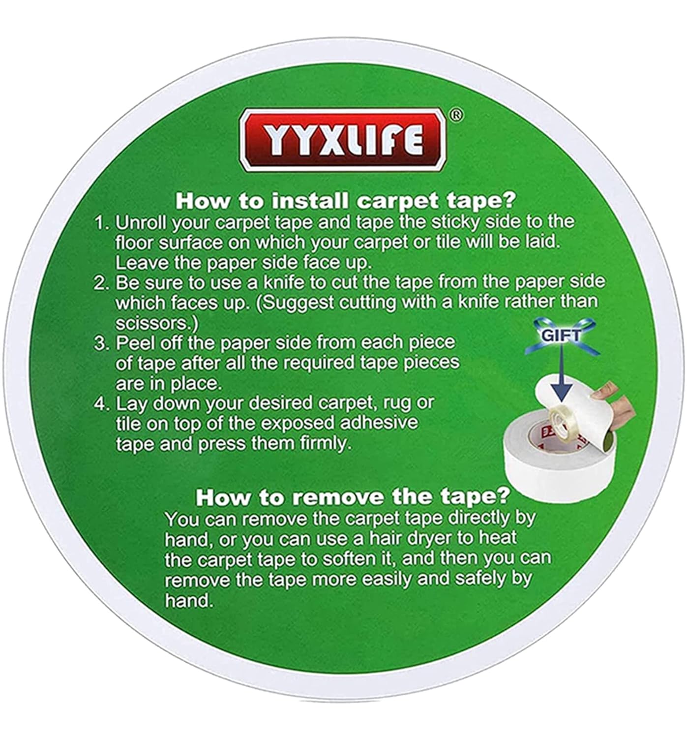 YYXLIFE Cinta adhesiva de doble cara para alfombra, resistente, 2 pulgadas x 30 yardas, cinta adhesiva extraíble multiusos para alfombras de área,