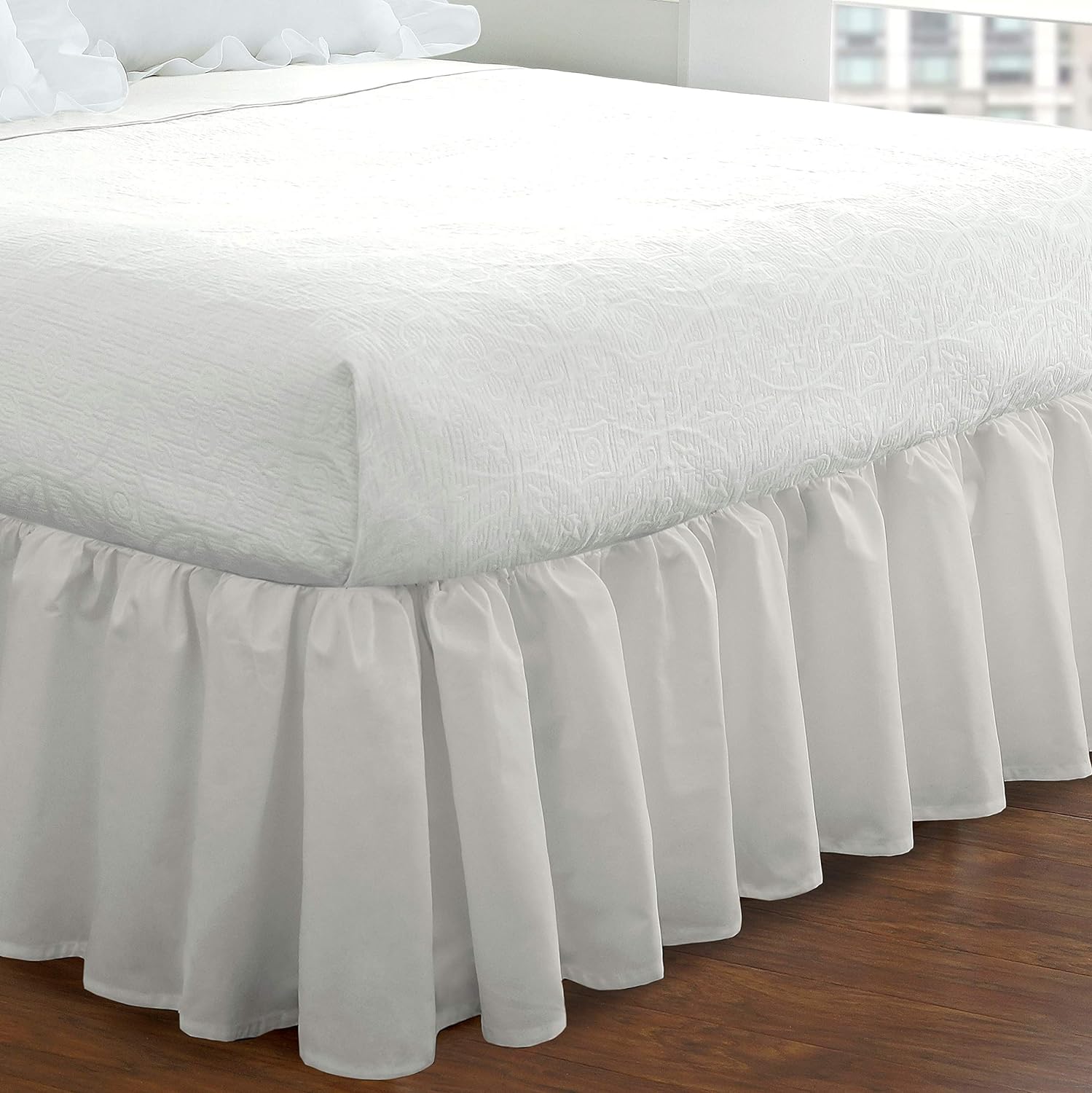 Faldón plisado de popelina para cama tamaño California King, de Fresh Ideas