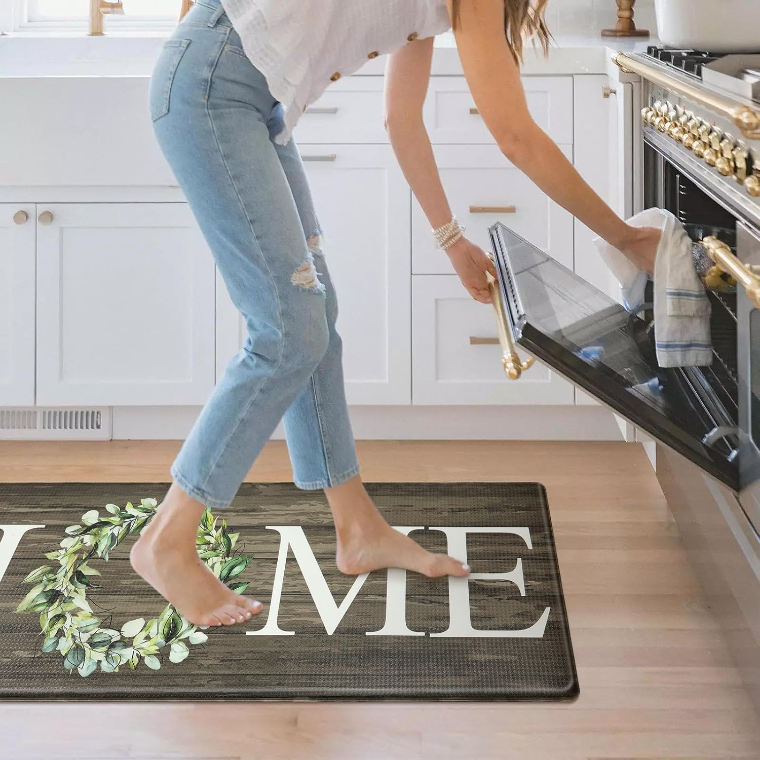 Collive Juego de 2 tapetes de cocina acolchados antifatiga, antideslizantes, impermeables, alfombras de cocina y corredores de cocina para piso,