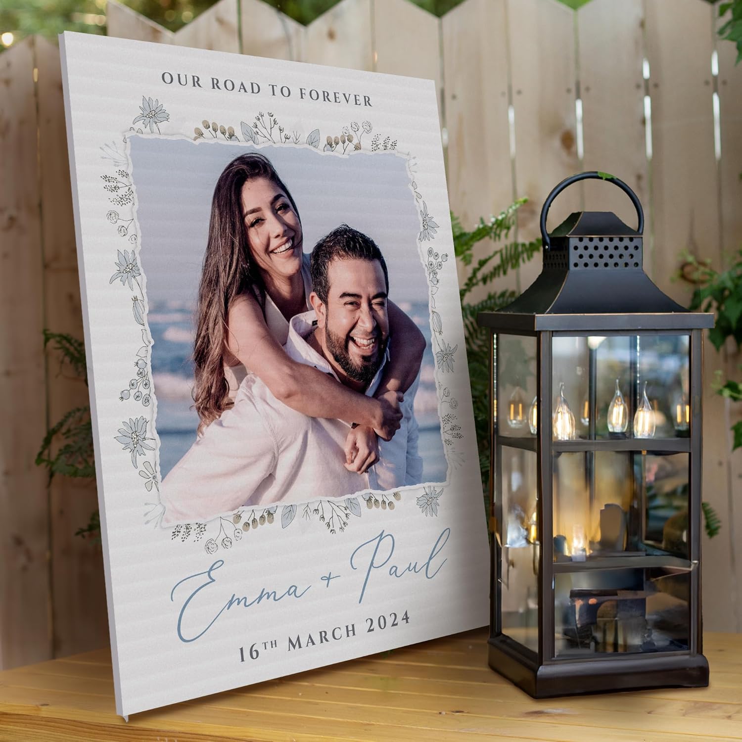Letrero de bienvenida de boda personalizado de 24 x 18 pulgadas con foto y texto, letrero de recepción personalizado en acrílico, tablero de espuma